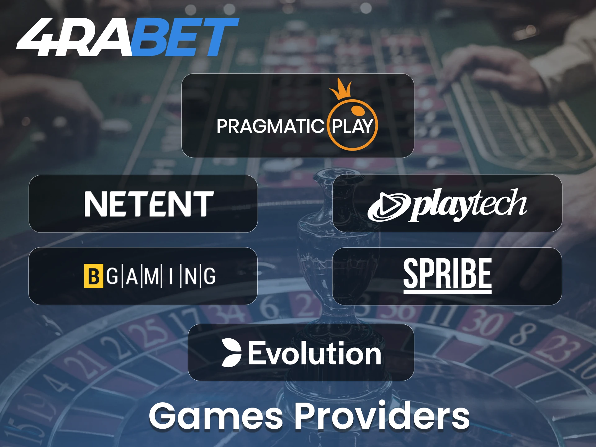 4Rabet offers you games developed by the best providers.