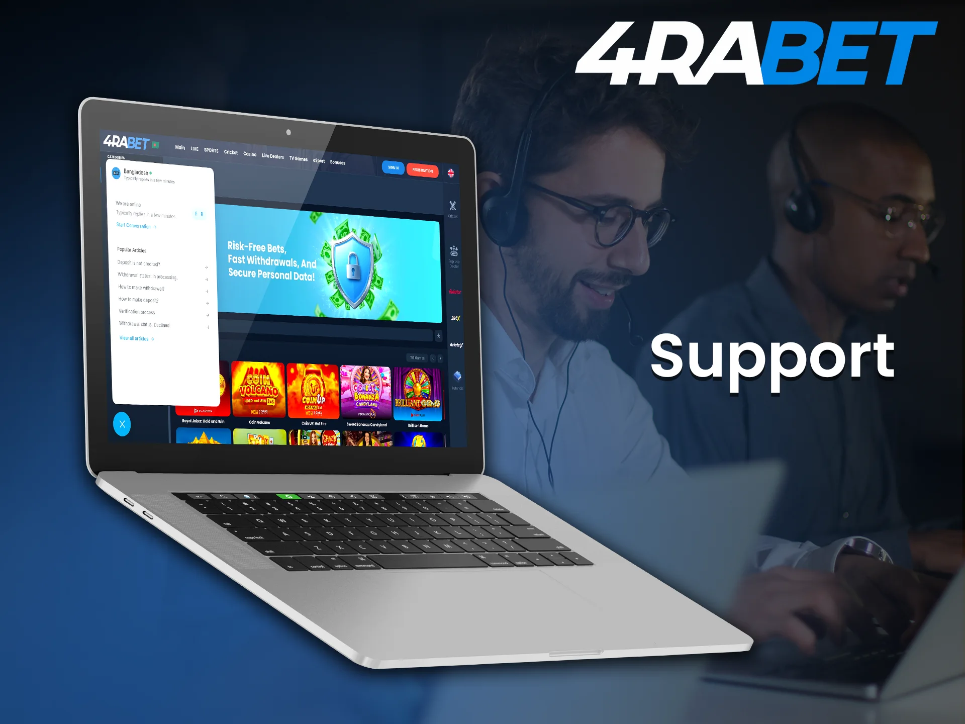 4Rabet casino support is always available to help you.
