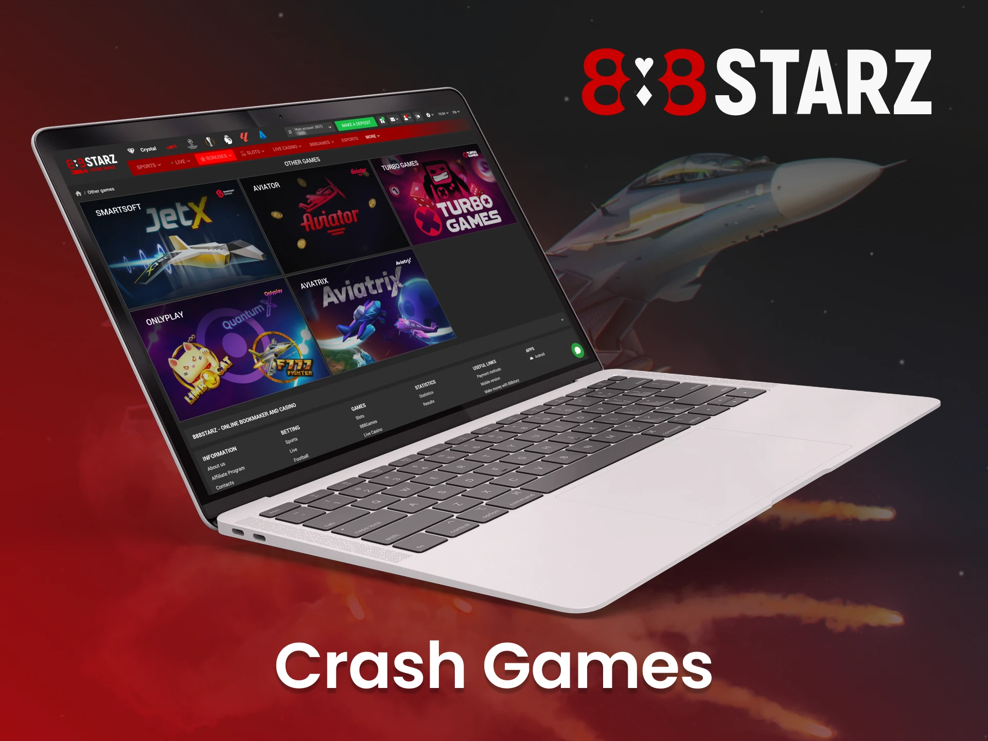 Feel the thrill of risk and reward as you play crash games at 888Starz.
