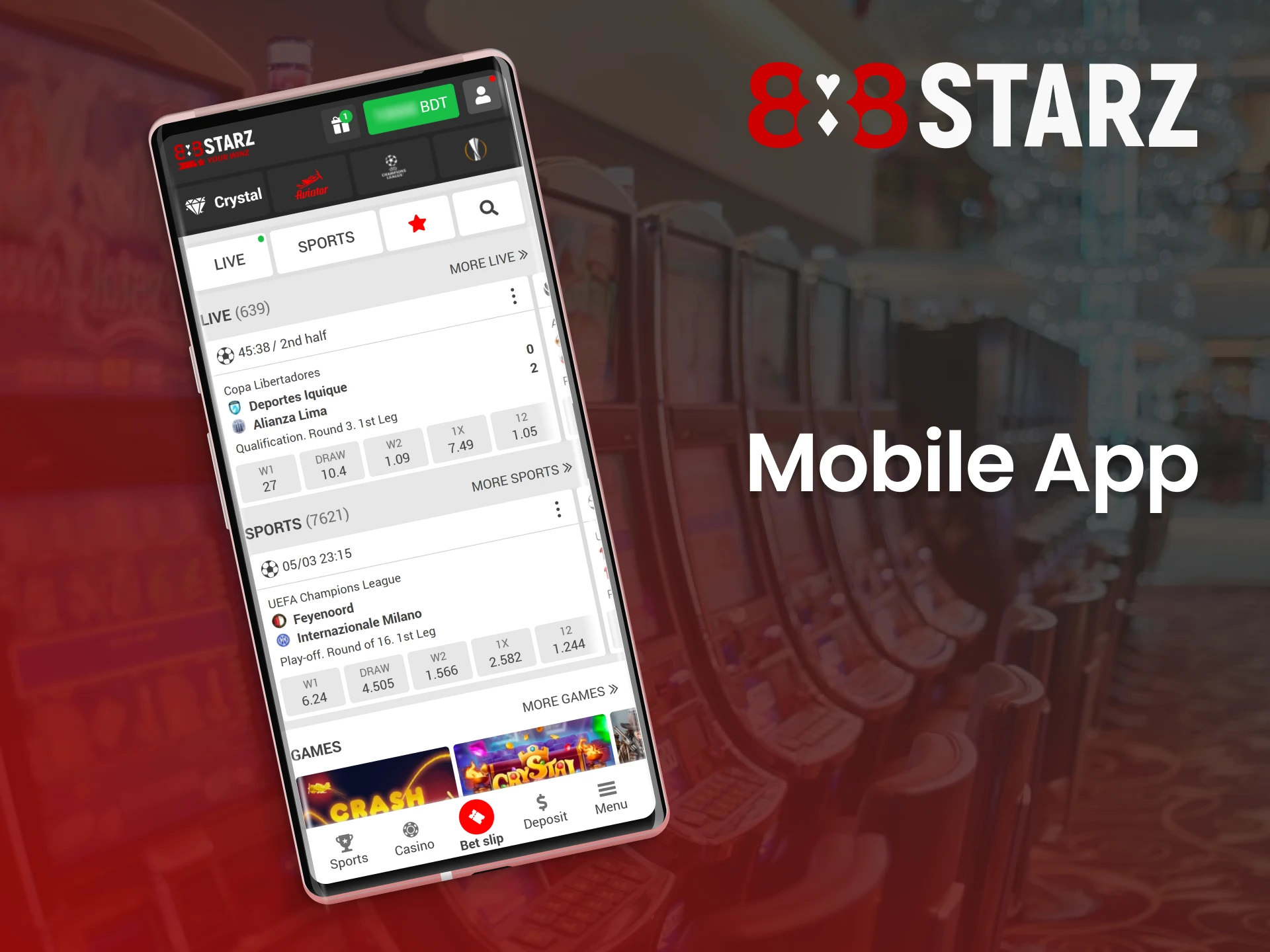 Download the 888Starz mobile app and get instant access to hundreds of casino games.