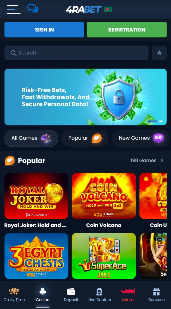 Choose and download a mobile casino app to start playing.