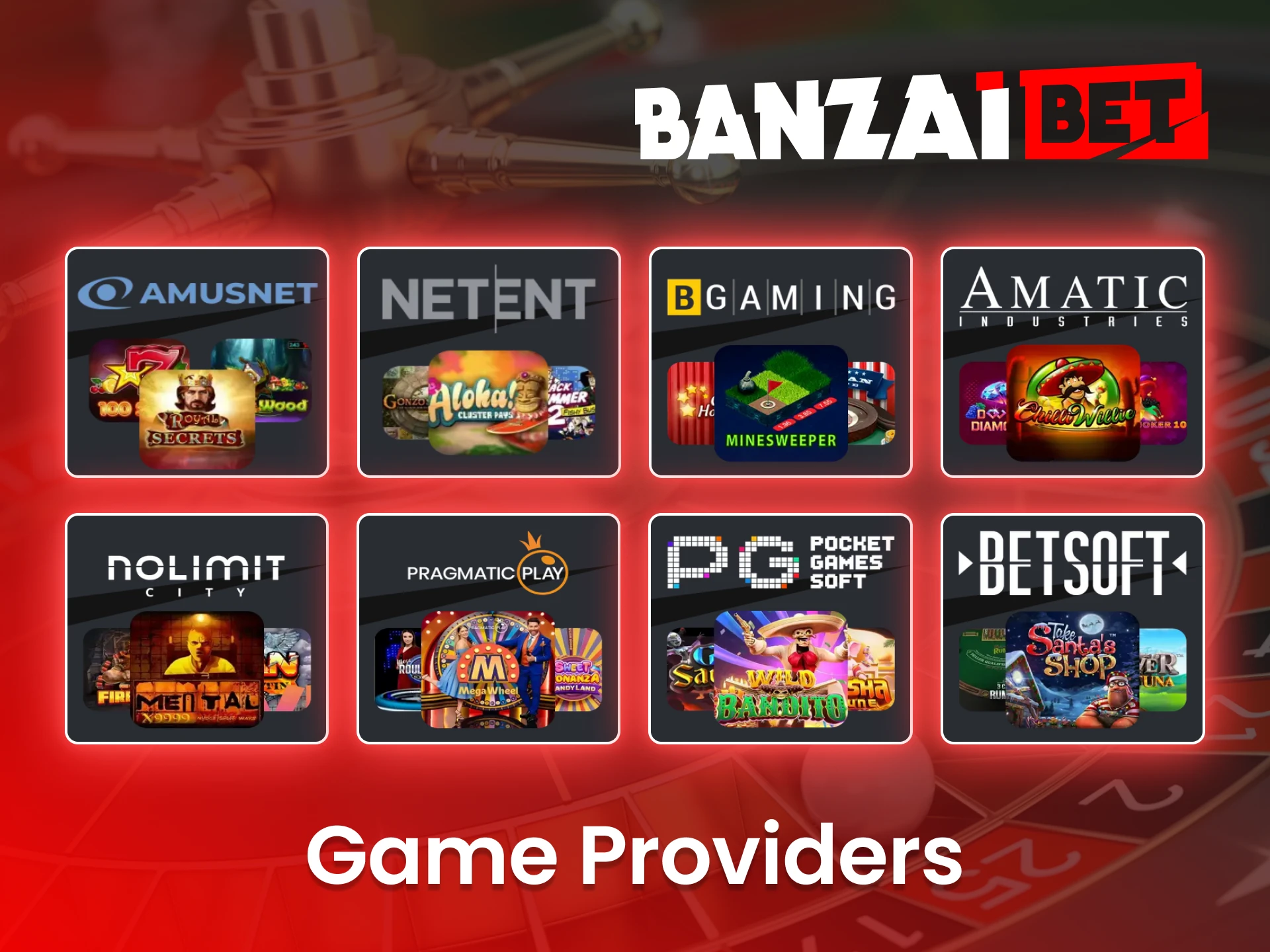 Enjoy a diverse selection of casino games powered by top-tier providers at BanzaiBet.