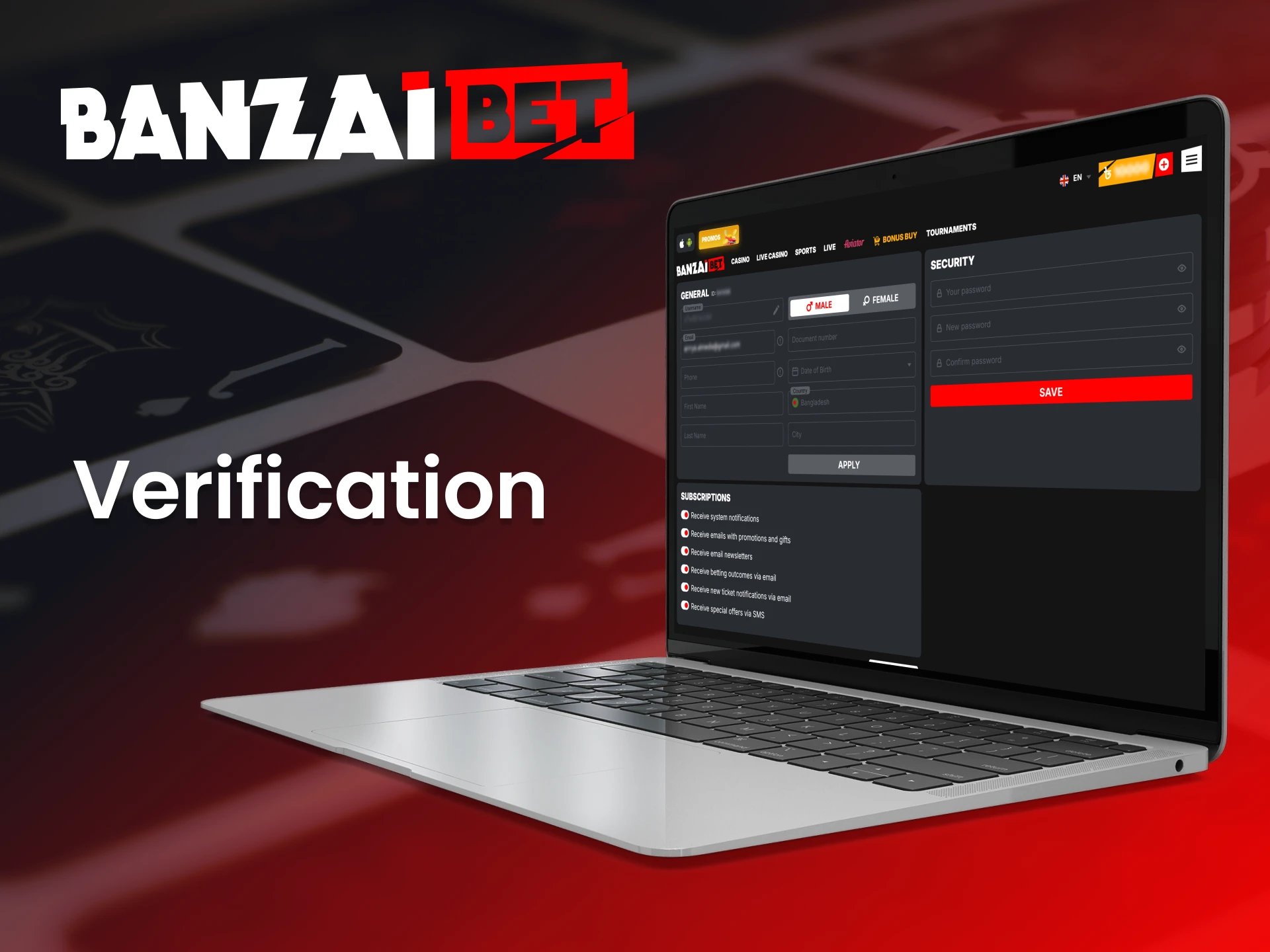 Verify your BanzaiBet account for safe and worry-free gambling.