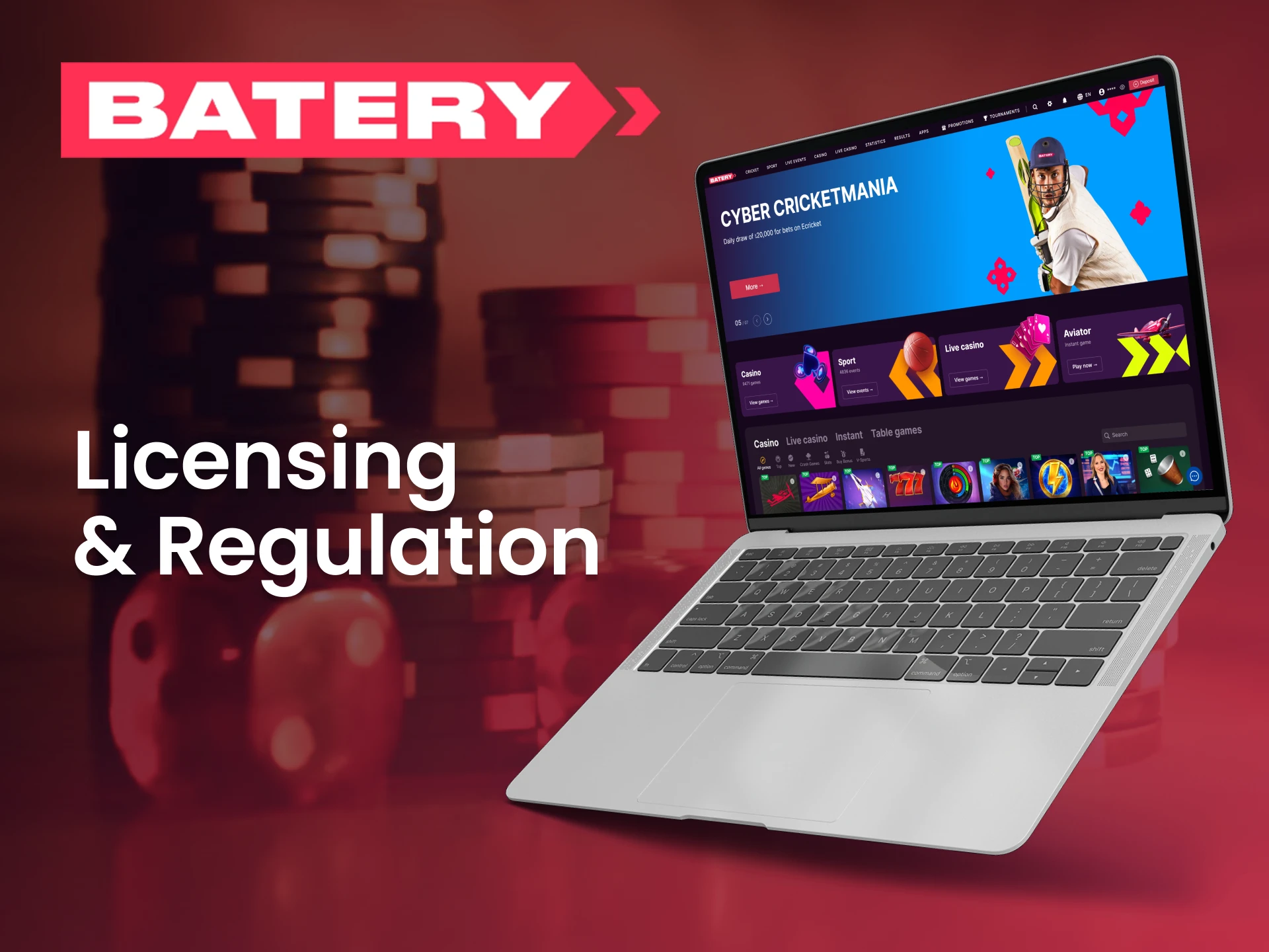 Enjoy a stress-free gaming experience at the licensed Batery online casino.