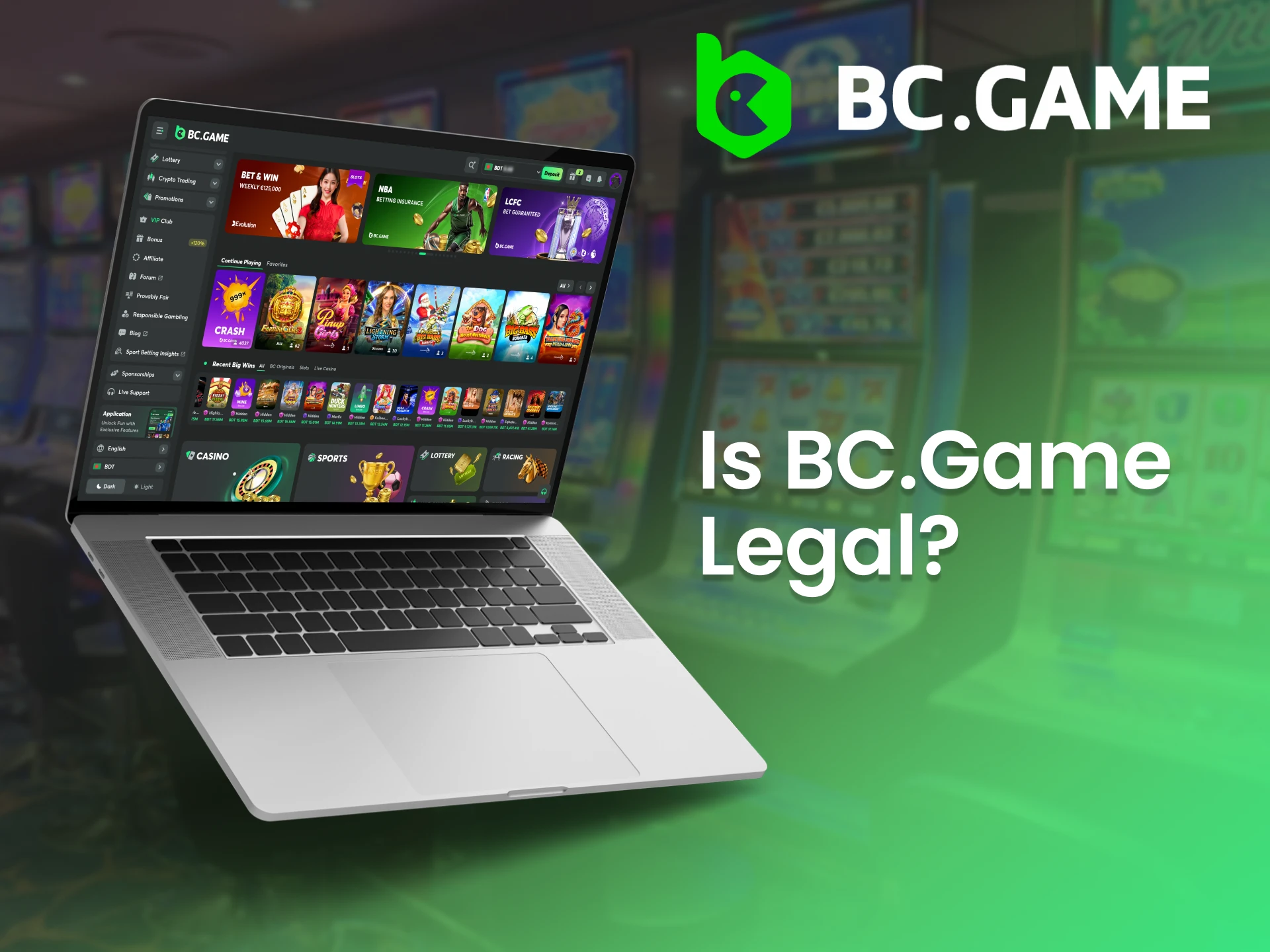 Play safely and responsibly at BC Game online casino.