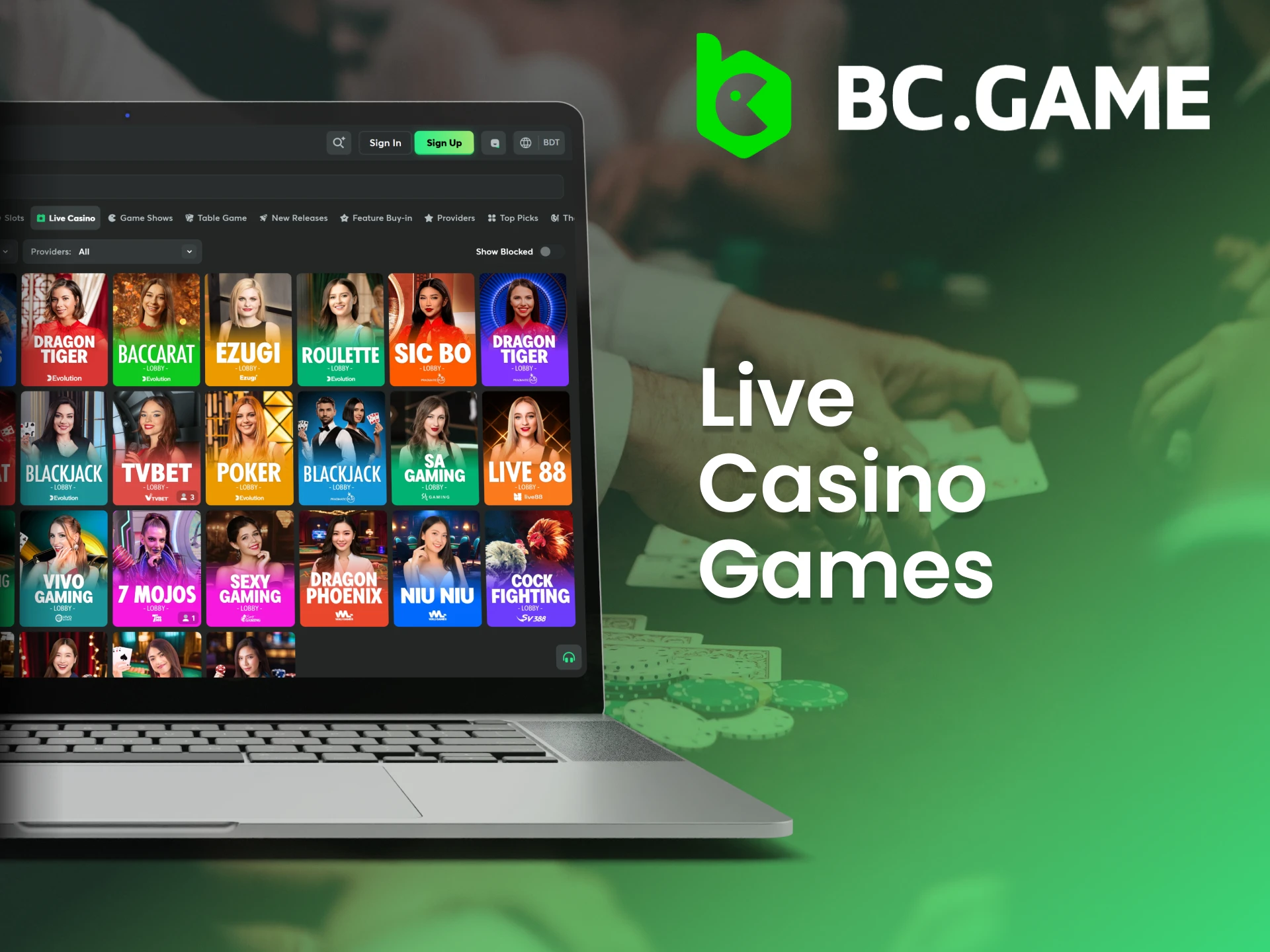 Experience the immersive atmosphere of BC Game’s live casino.