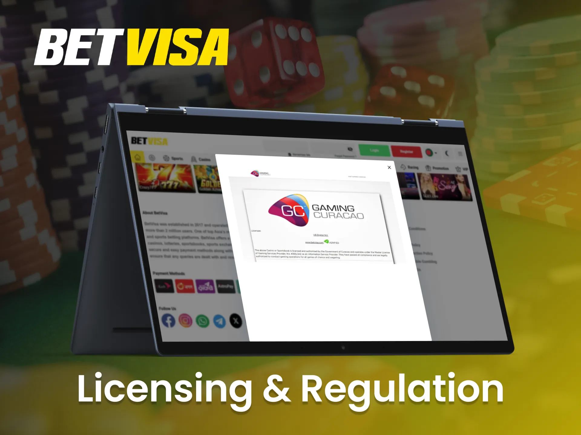 Betvisa Casino is licensed to operate as a gaming establishment.