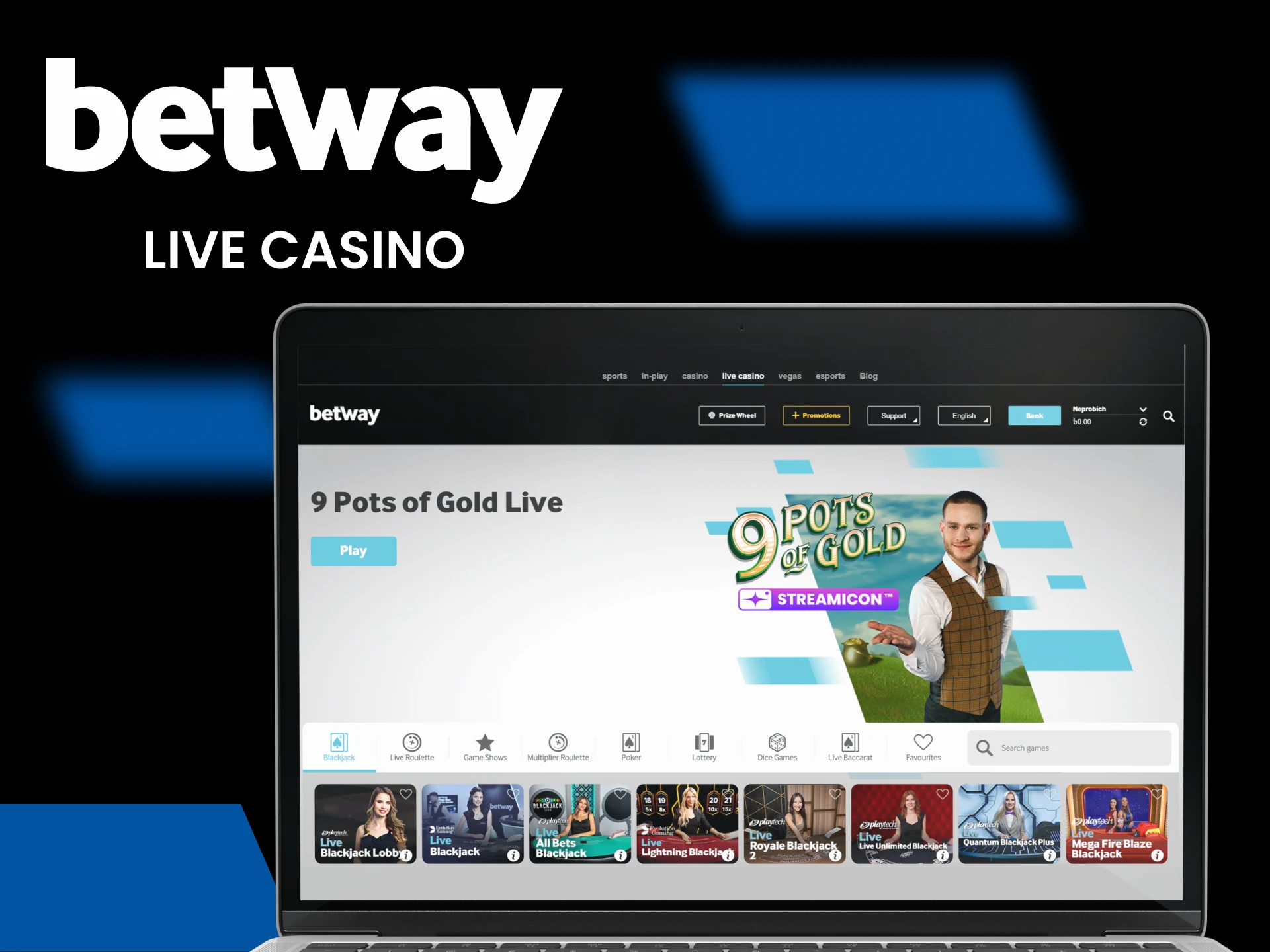 Enjoy thrilling live casino games at Betway.