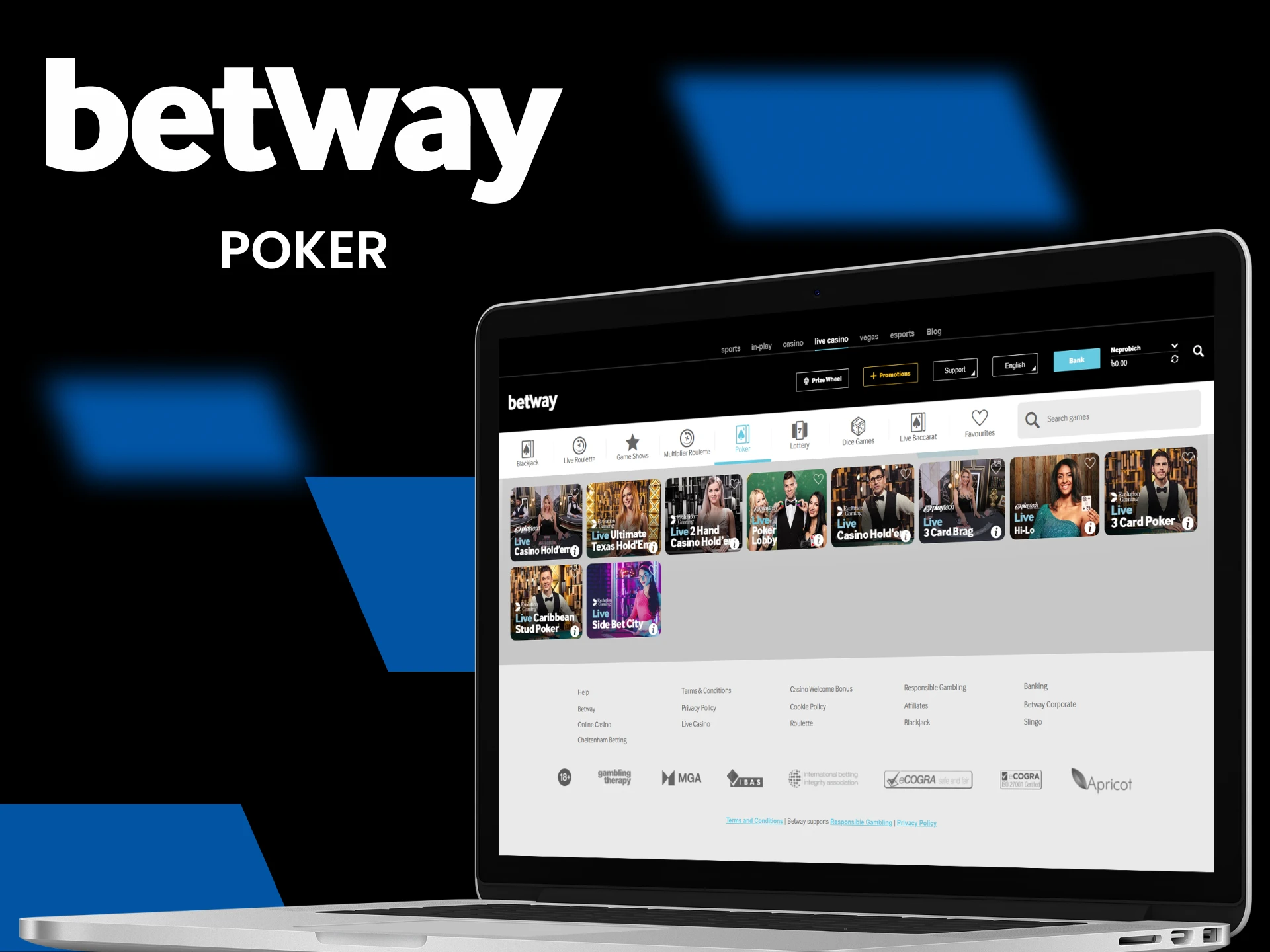 Join Betway poker room for a real challenge and big wins.