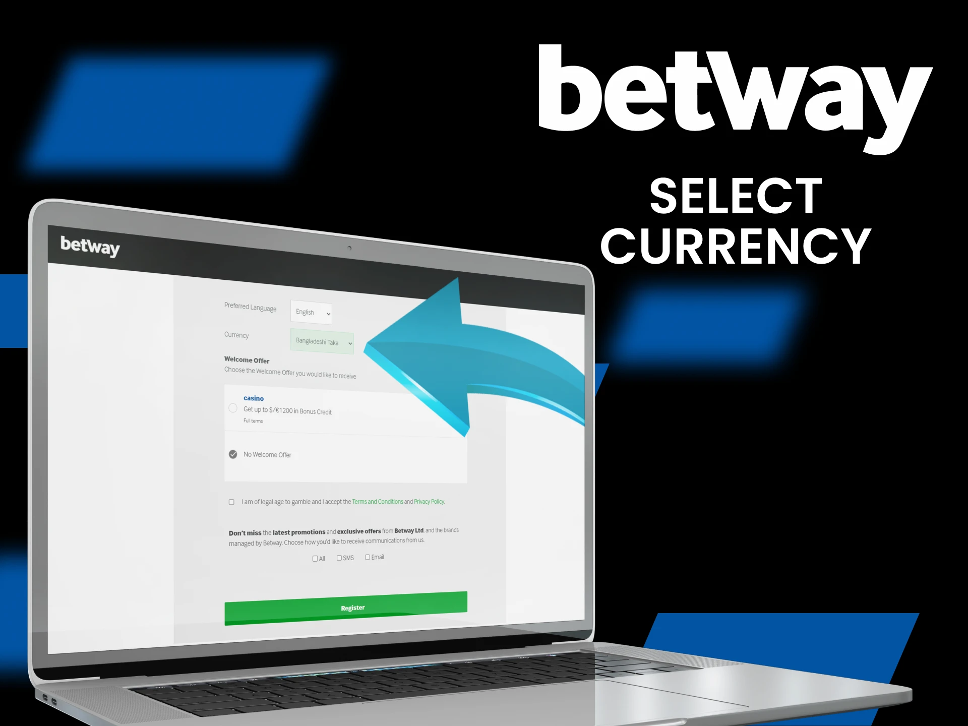 Select Currency at Betway and Get Ready to Play.