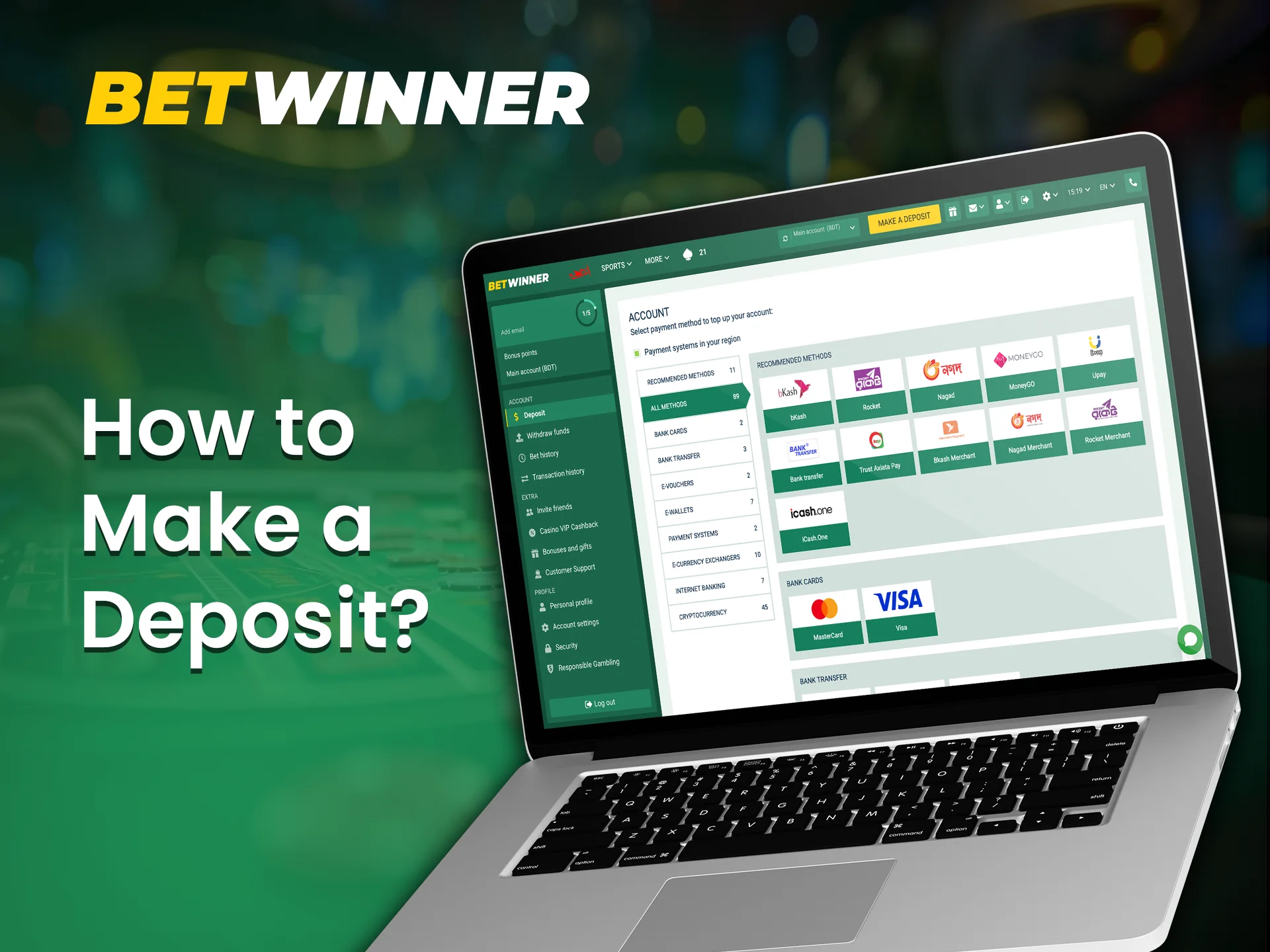 How to make a deposit at Betwinner casino and start playing today.