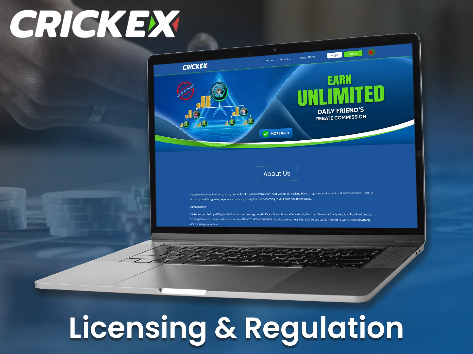 The license guarantees that Crickex follows rules for fair play.