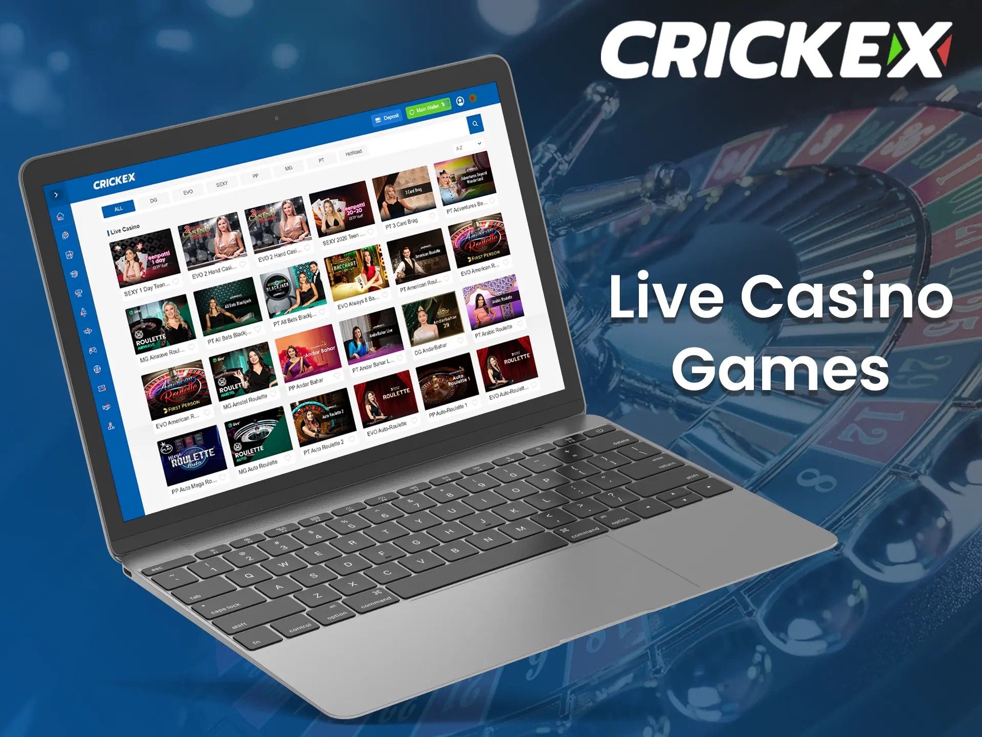 Crickex has a variety of live games where you can interact with real dealers.