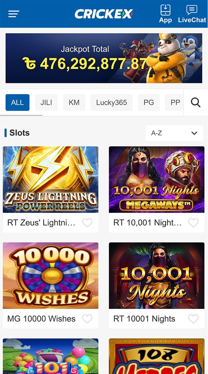 Play casino games at Crickex and have fun.