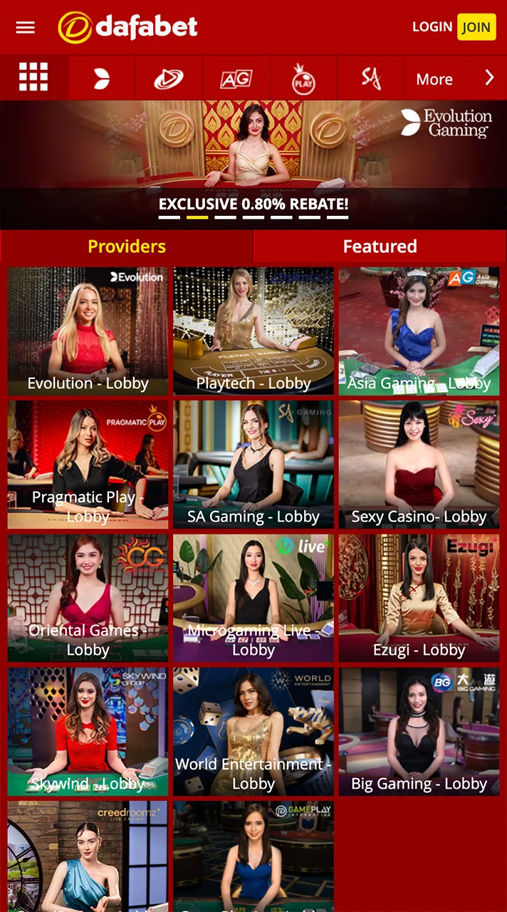 Dafabet live casino page feel the thrill of real gaming.