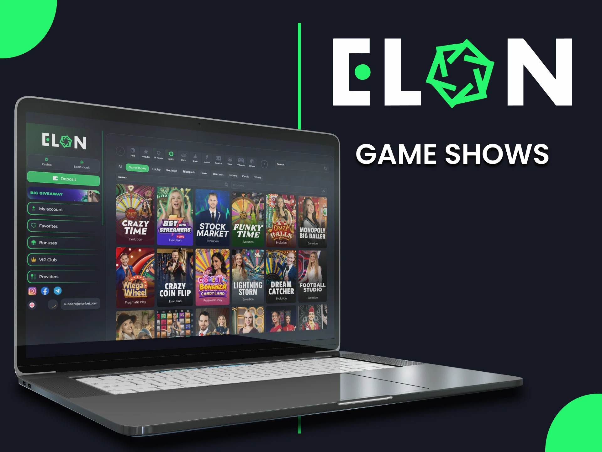 ElonBet game shows experience the thrill and win big.