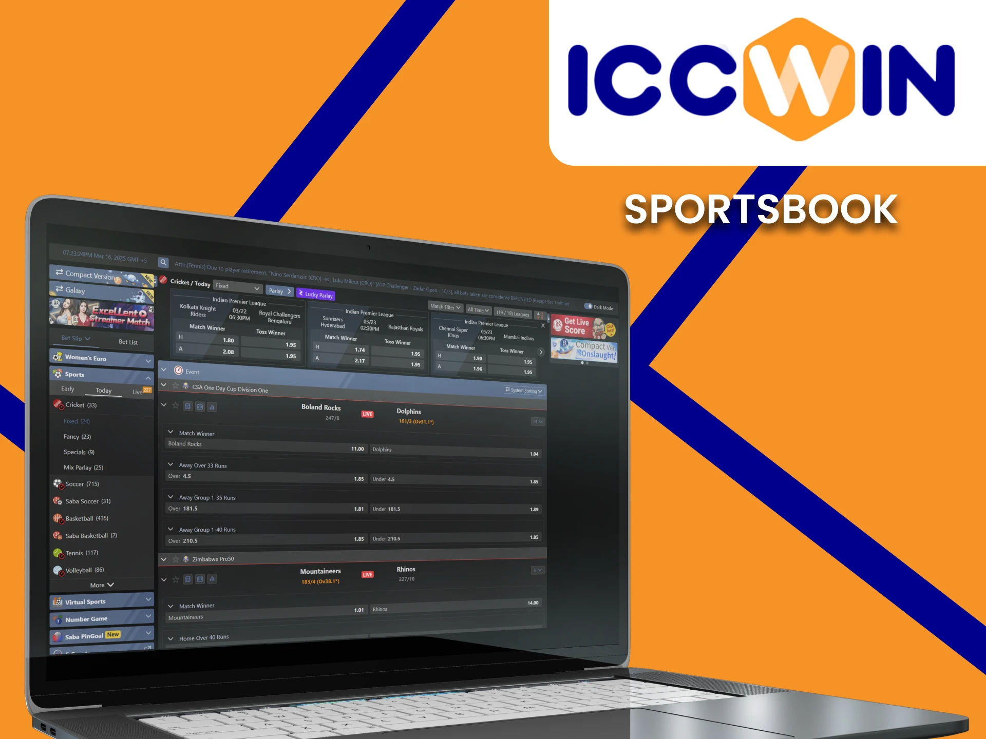 Bet on your favorite sports at ICCWin sportsbook and start winning.