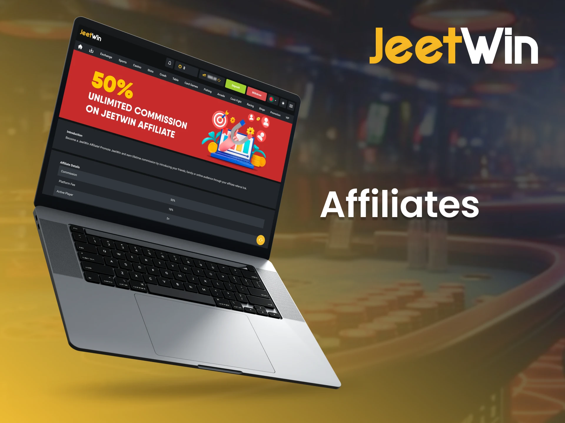 Earn generous cash rewards as a JeetWin affiliate.