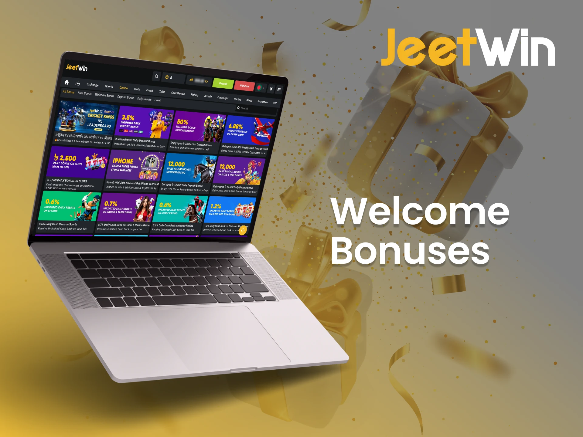 Enhance your gambling experience with bonuses for casino and sports betting at JeetWin.