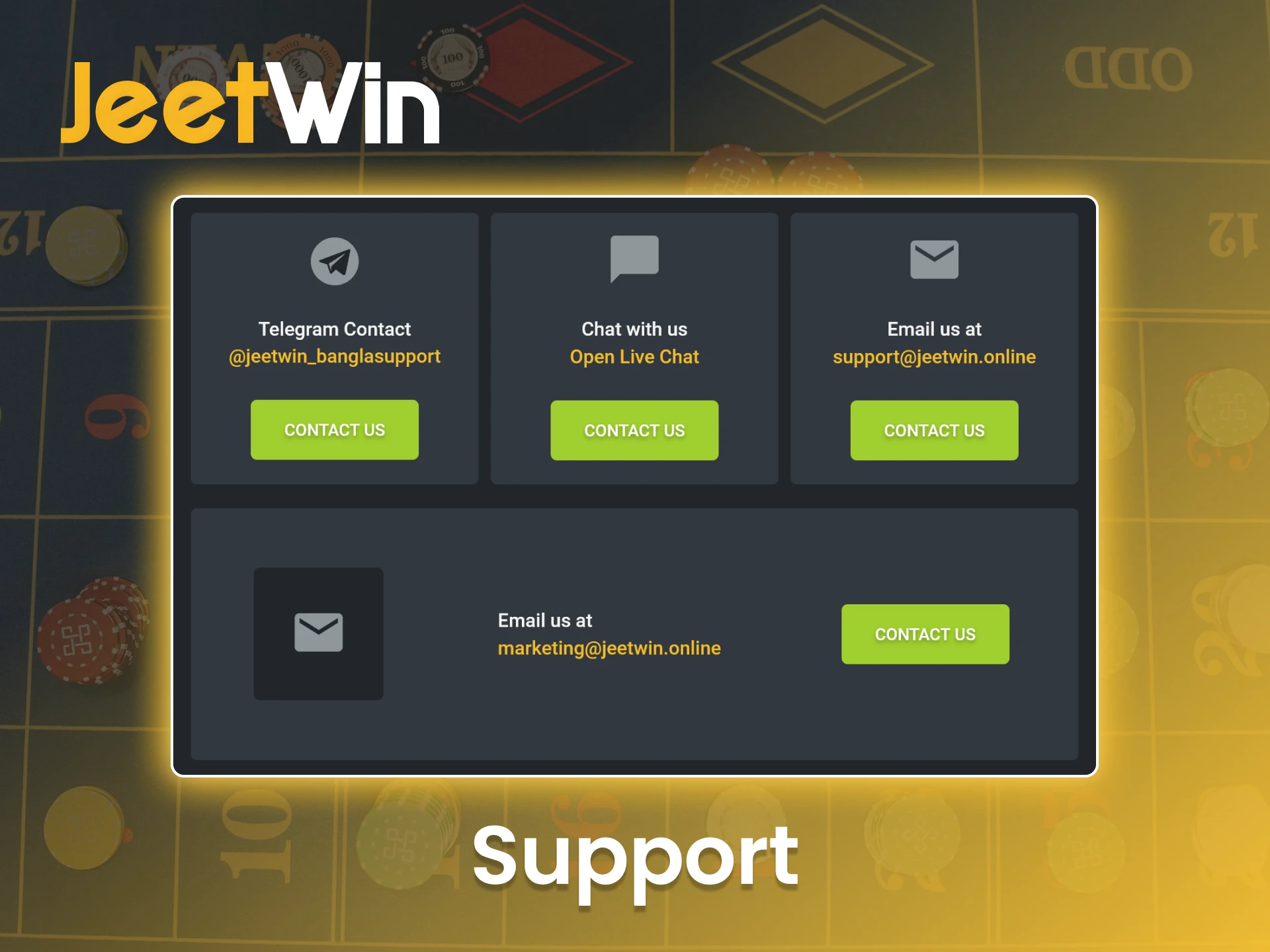 Rely on JeetWin customer support for quick assistance.