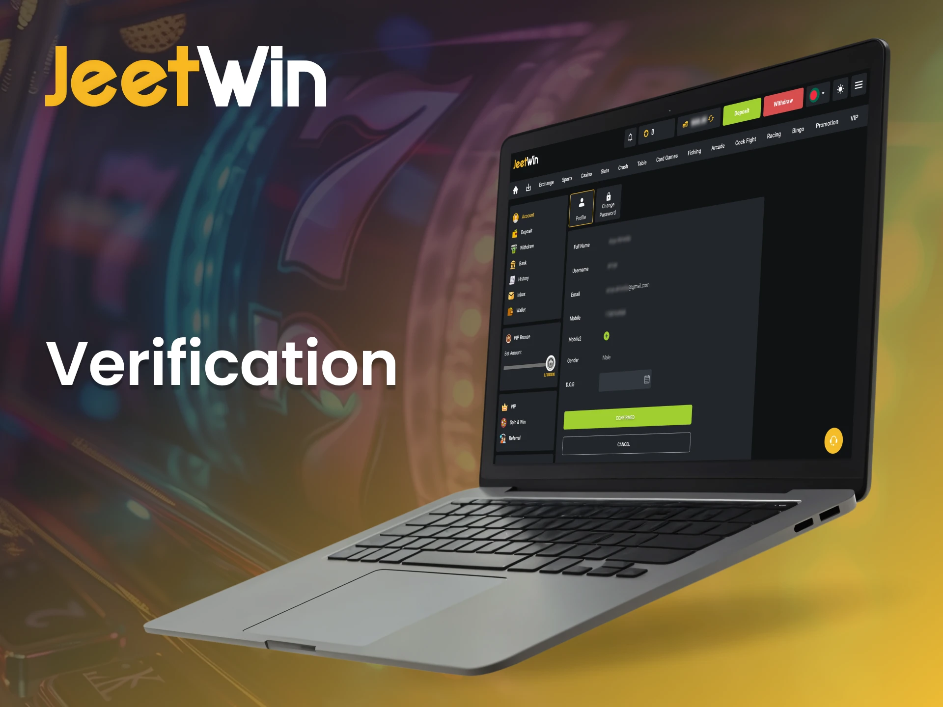 Complete your JeetWin account verification to enhance its security.