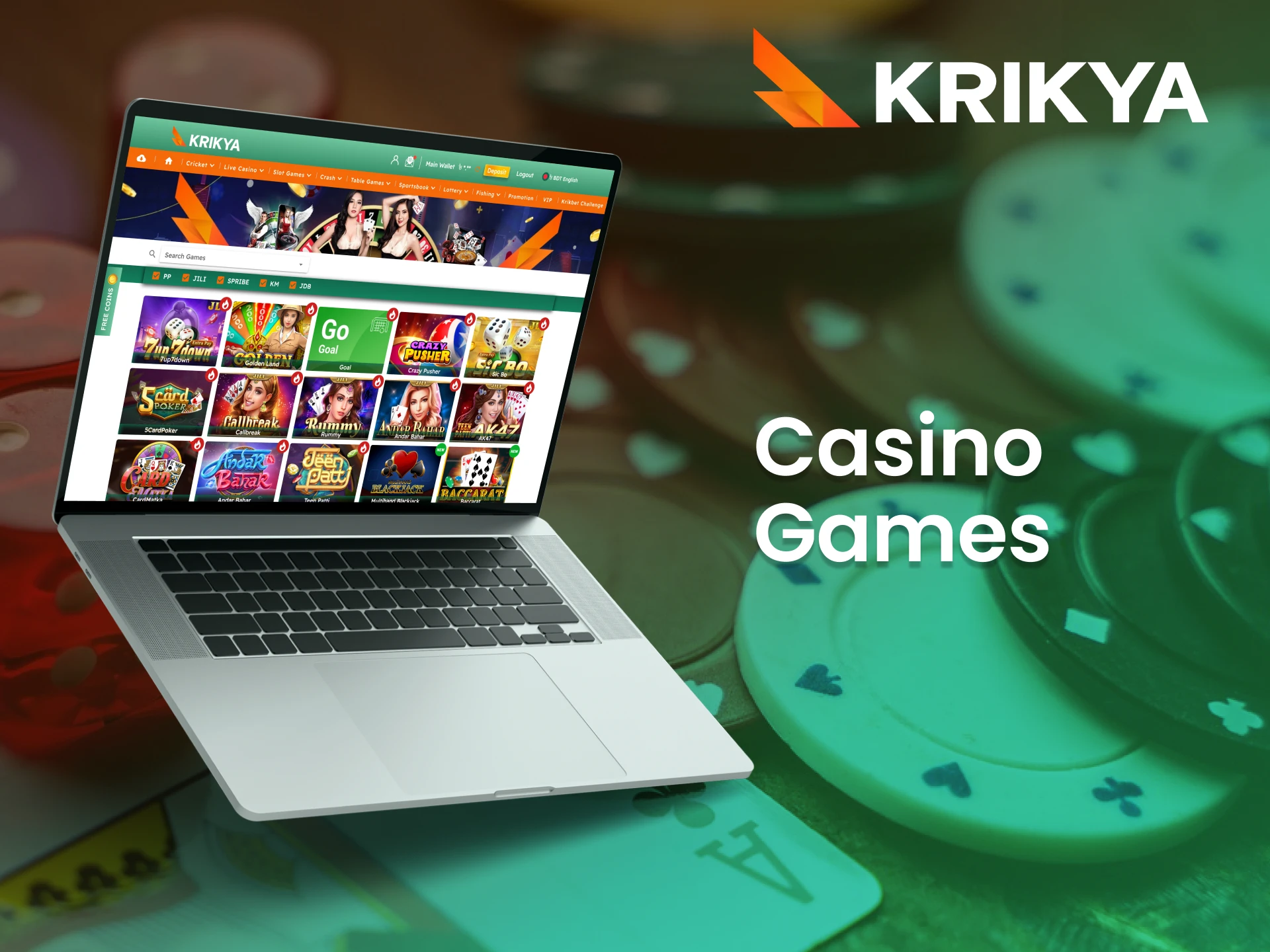 Experience endless fun with Krikya's diverse selection of casino games.