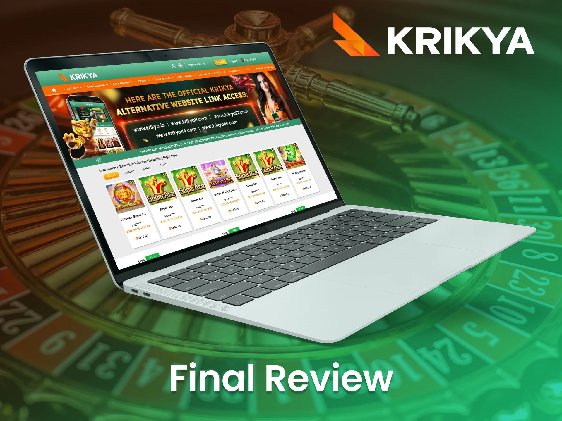 Join thousands of satisfied players and win at the Krikya online casino.
