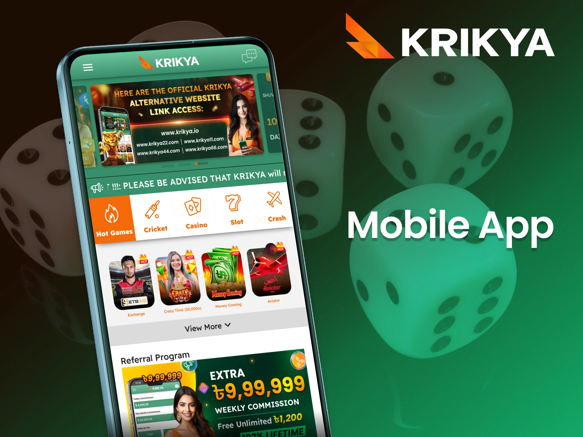 Stay connected to your favorite games with the Krikya mobile casino app.