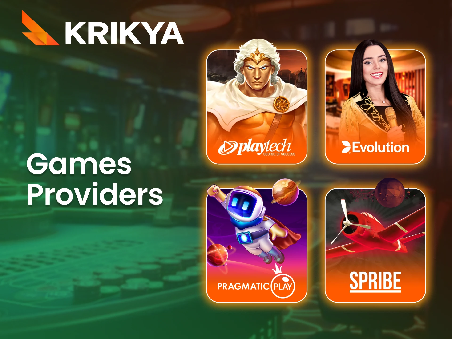 Enjoy the finest selection of casino games from respected providers at Krikya.