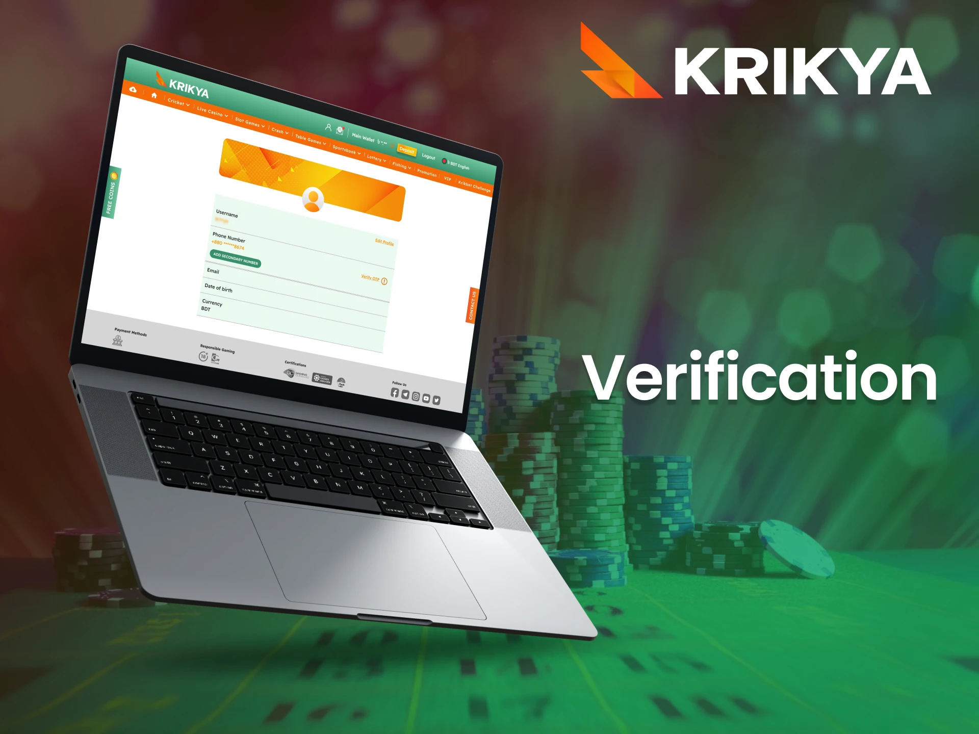 Protect your data by verifying your Krikya account.