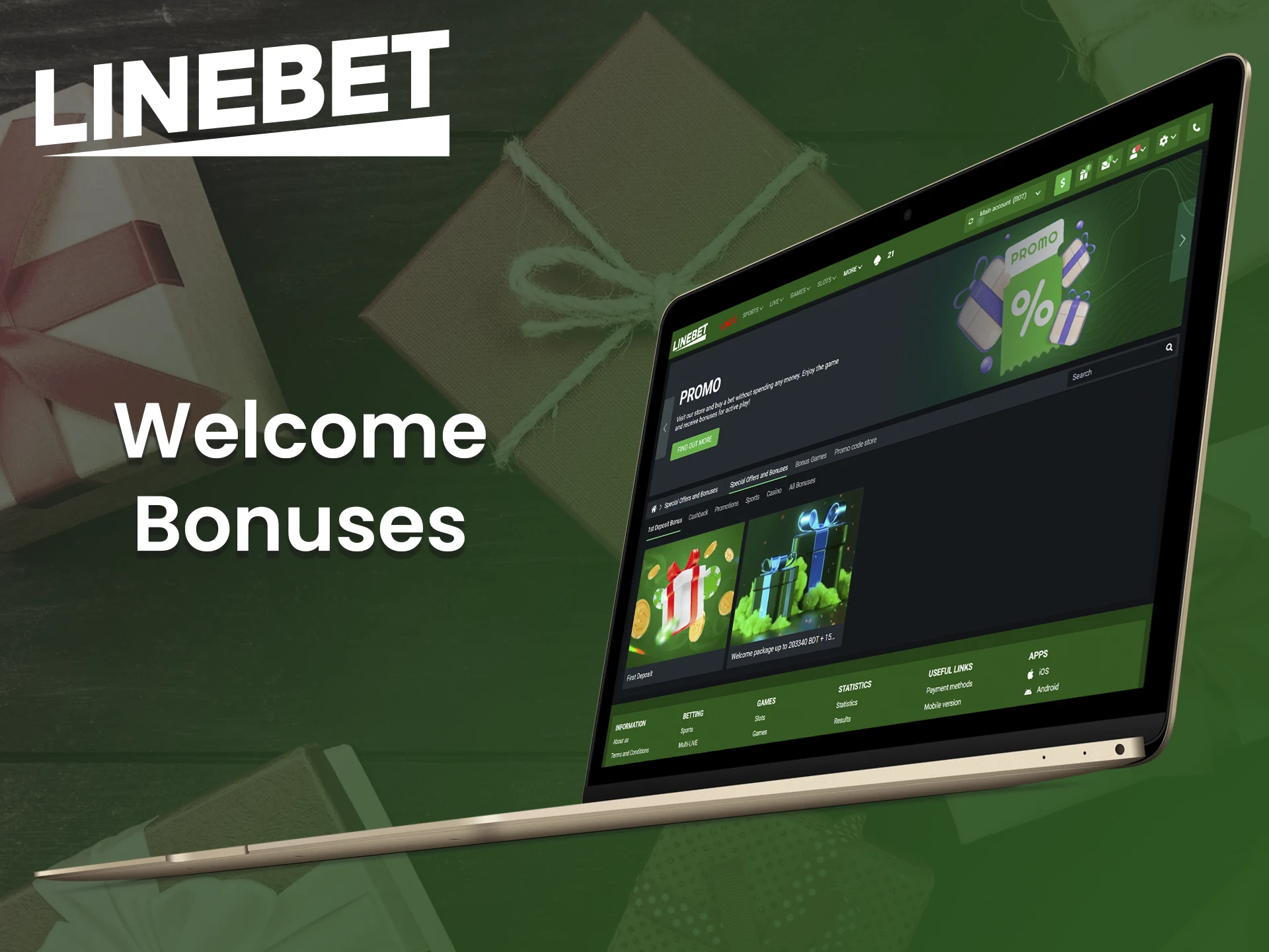 Bonuses and promotions for a new customers at Linebet.