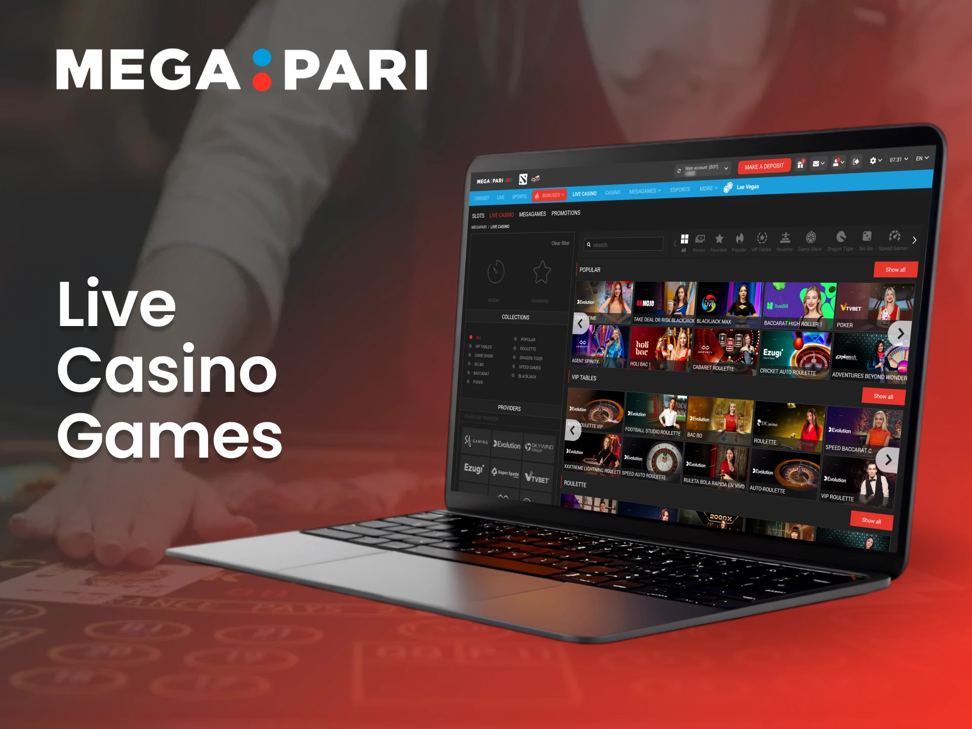 Play live dealer games at Megapari for a real casino experience.