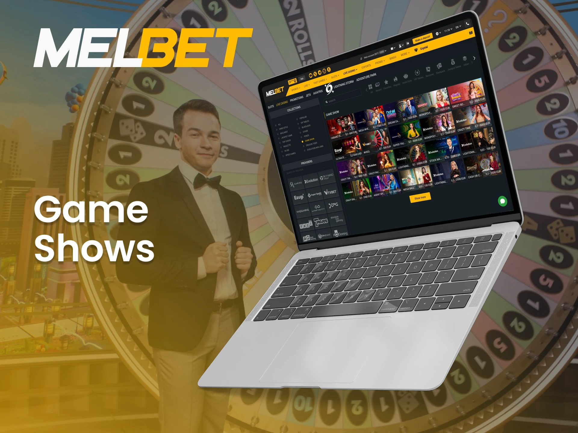 Feel the excitement of live game shows at Melbet.