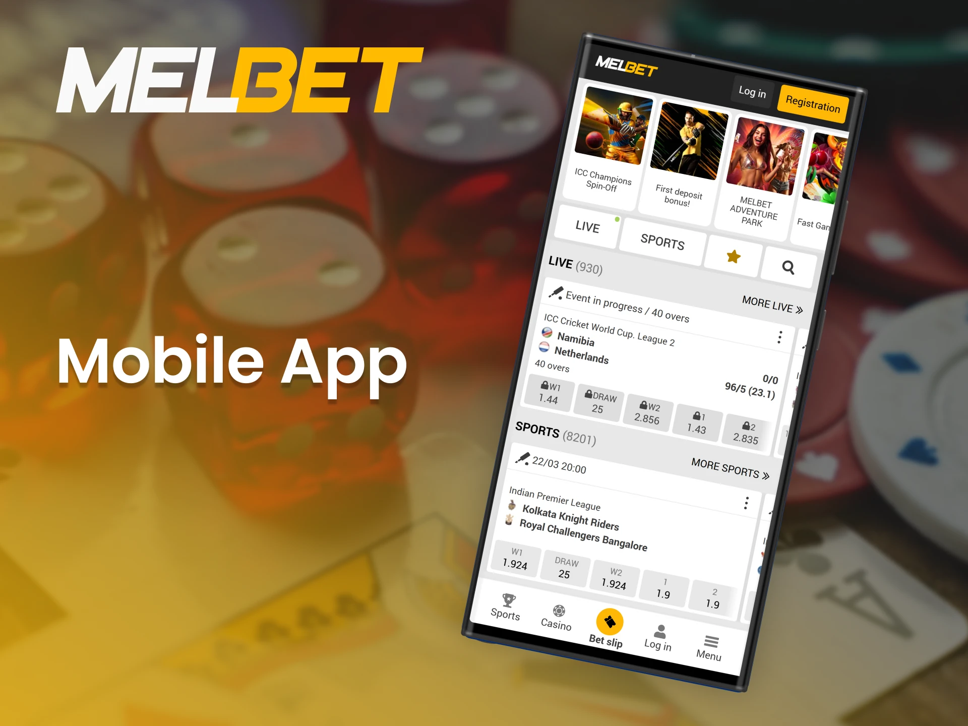 Gamble on the go with the Melbet mobile casino app.
