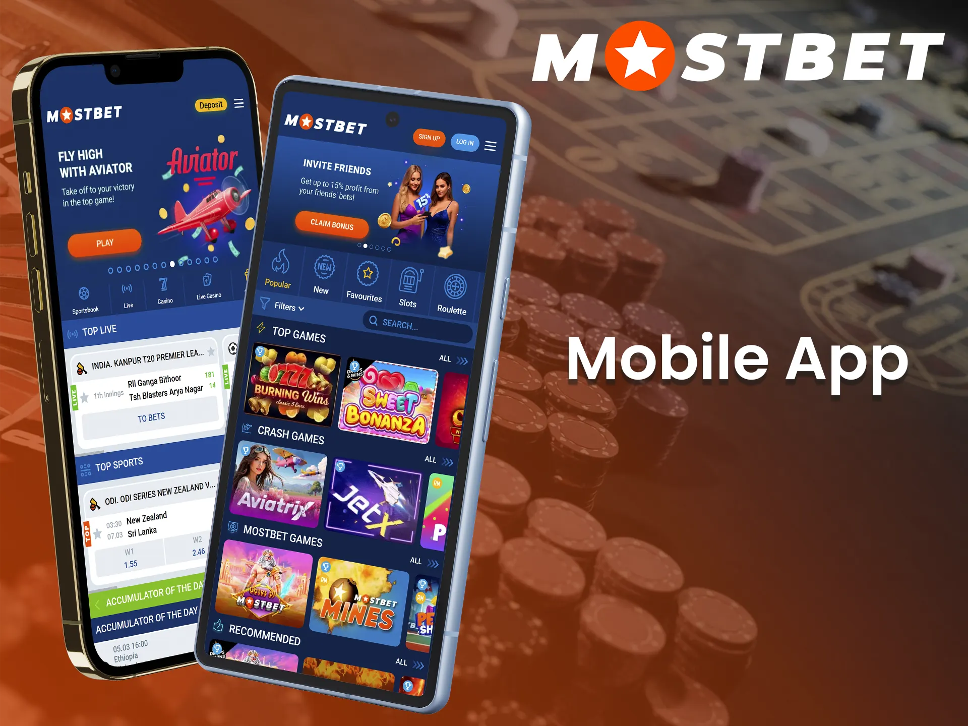 Play casino games anywhere and anytime with the Mostbet app.