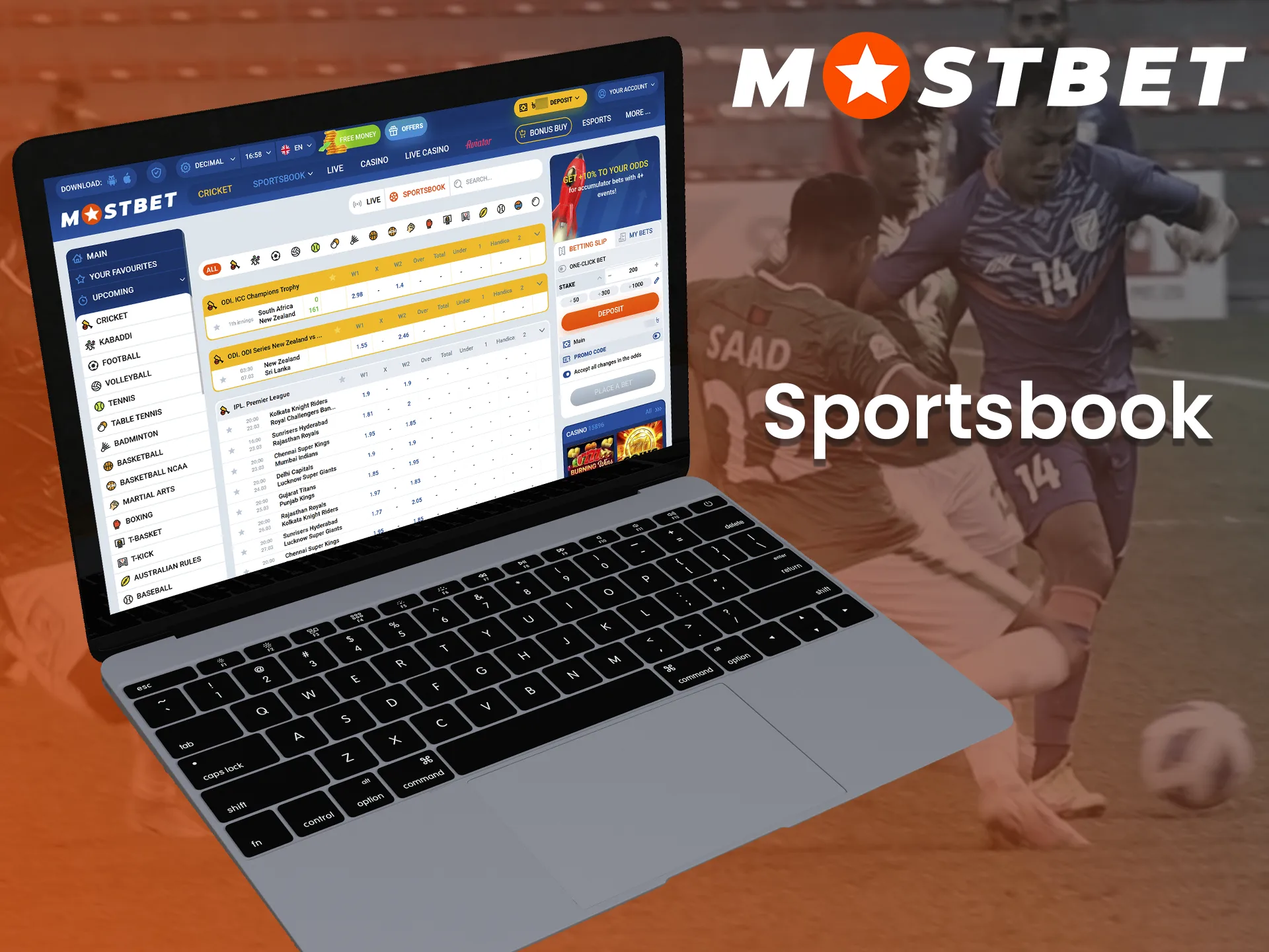 Bet on the most interesting sporting events at Mostbet platform.
