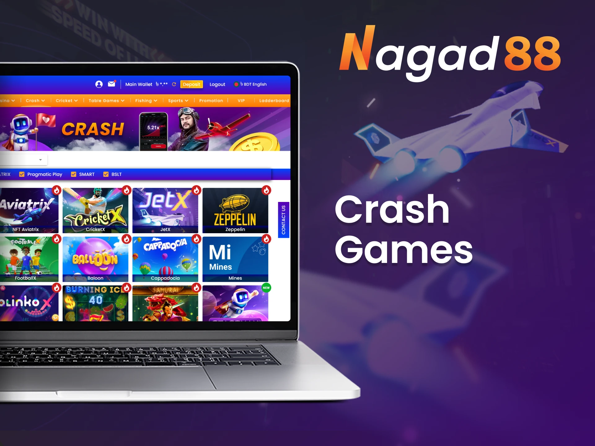 Chase big wins with Nagad88’s dynamic crash game collection.