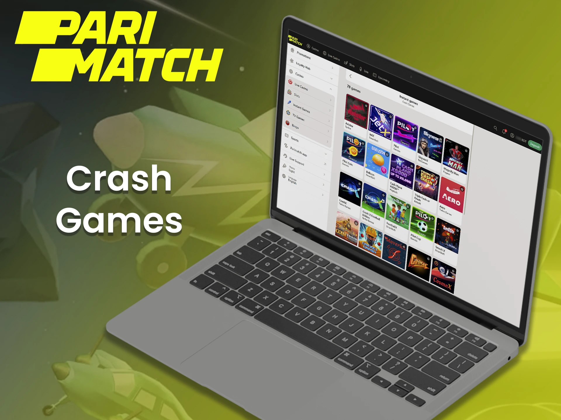 Try to play exciting crash games at Parimatch.