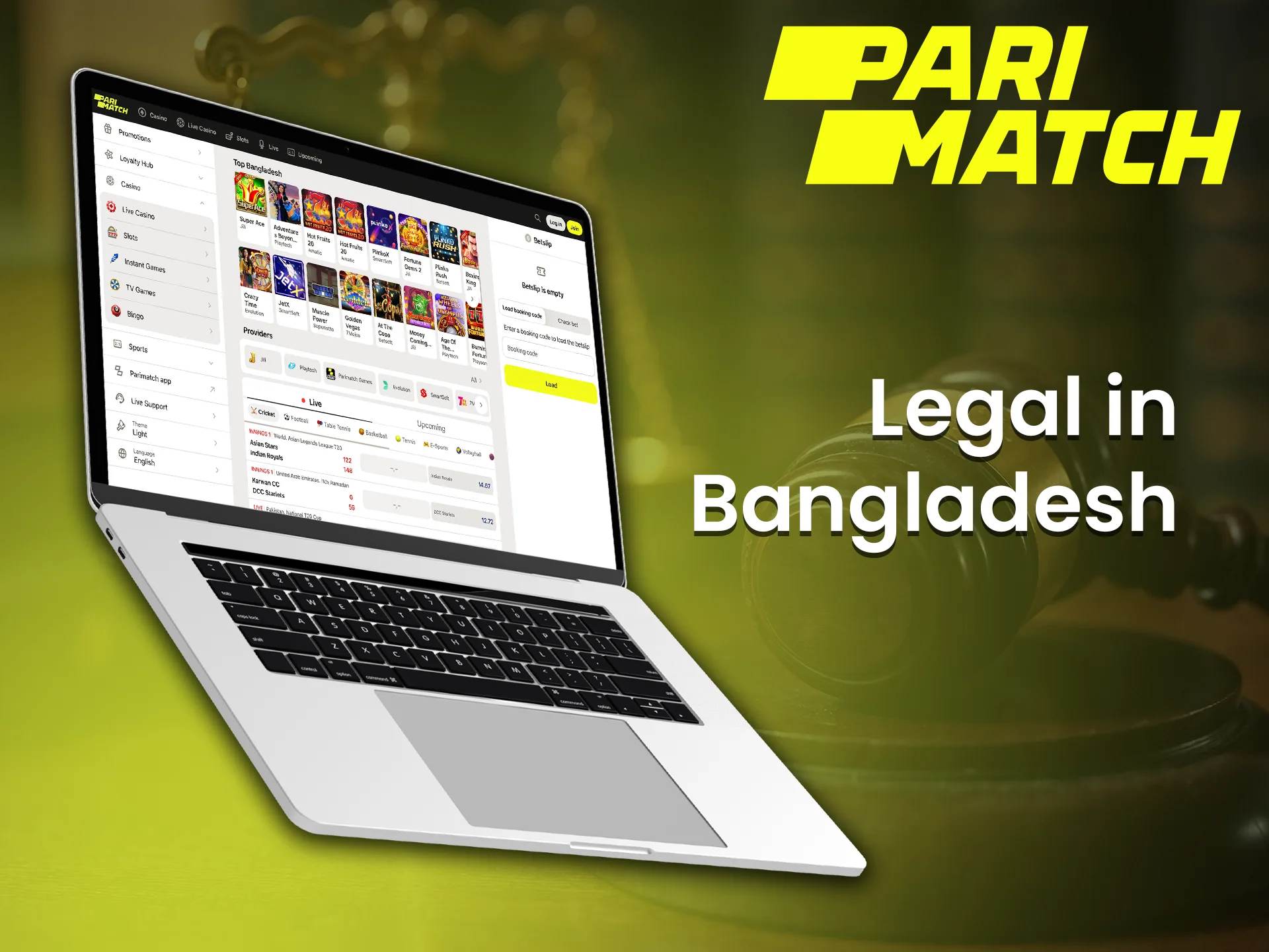 Parimatch casino is legal in Bangladesh and offers a reliable betting platform.