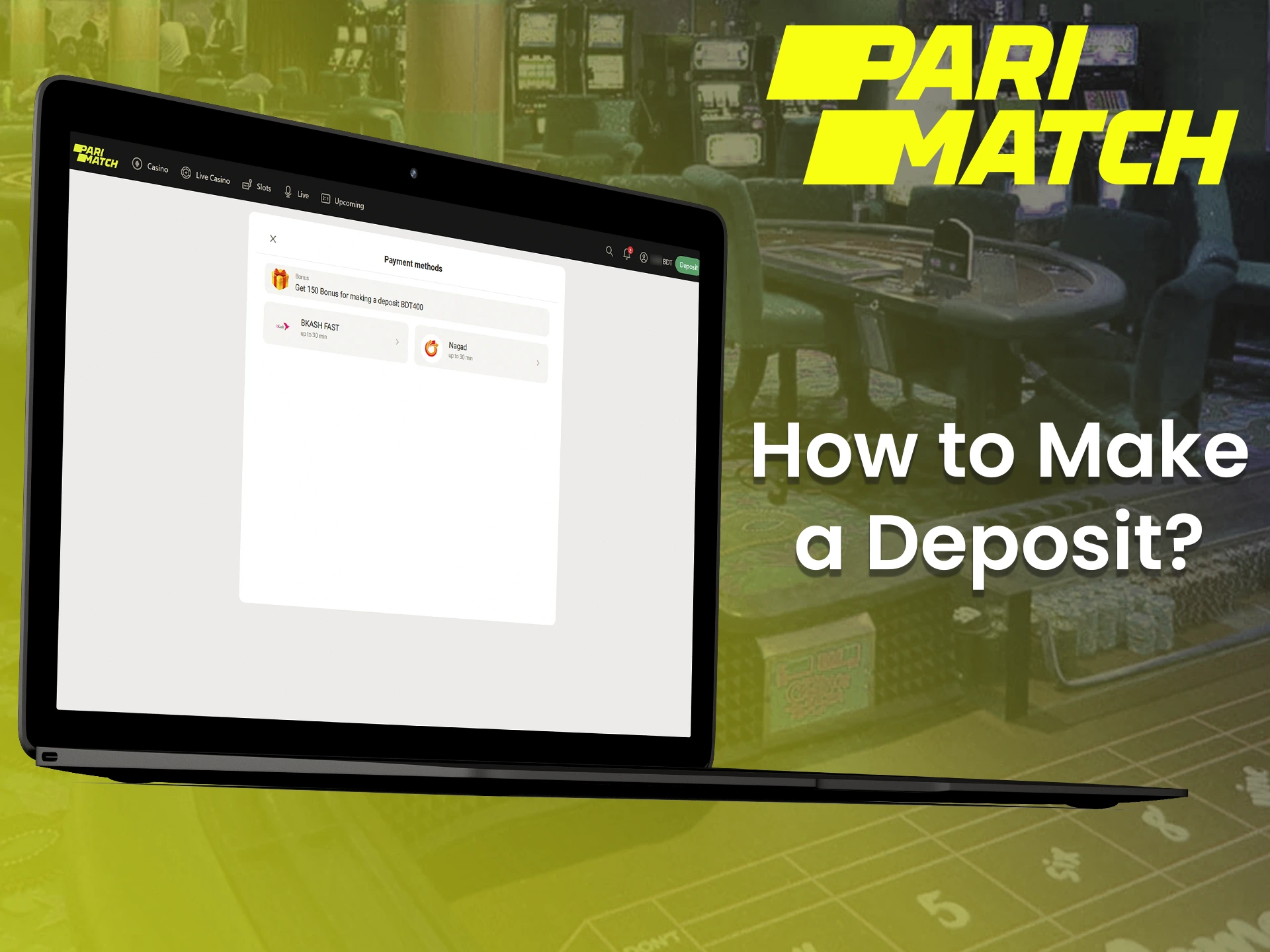 Depositing at Parimatch platform is simple and quick.