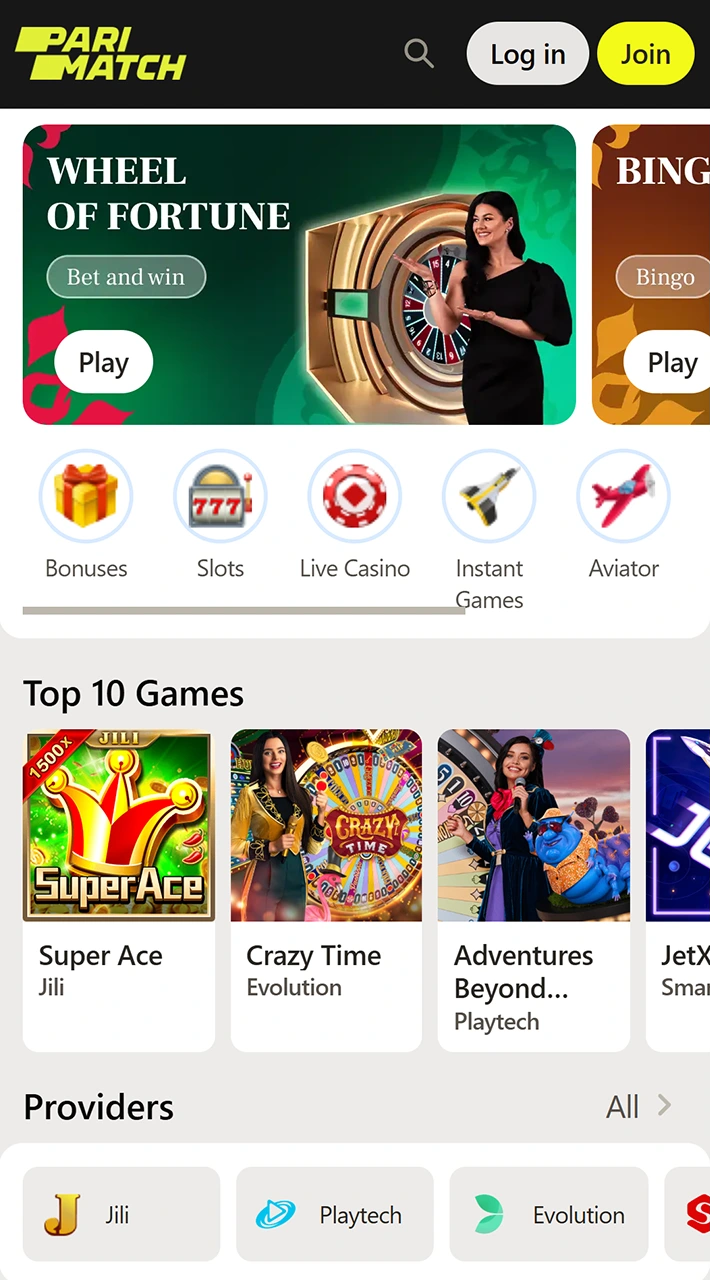 Play your favorite casino games at Parimatch.
