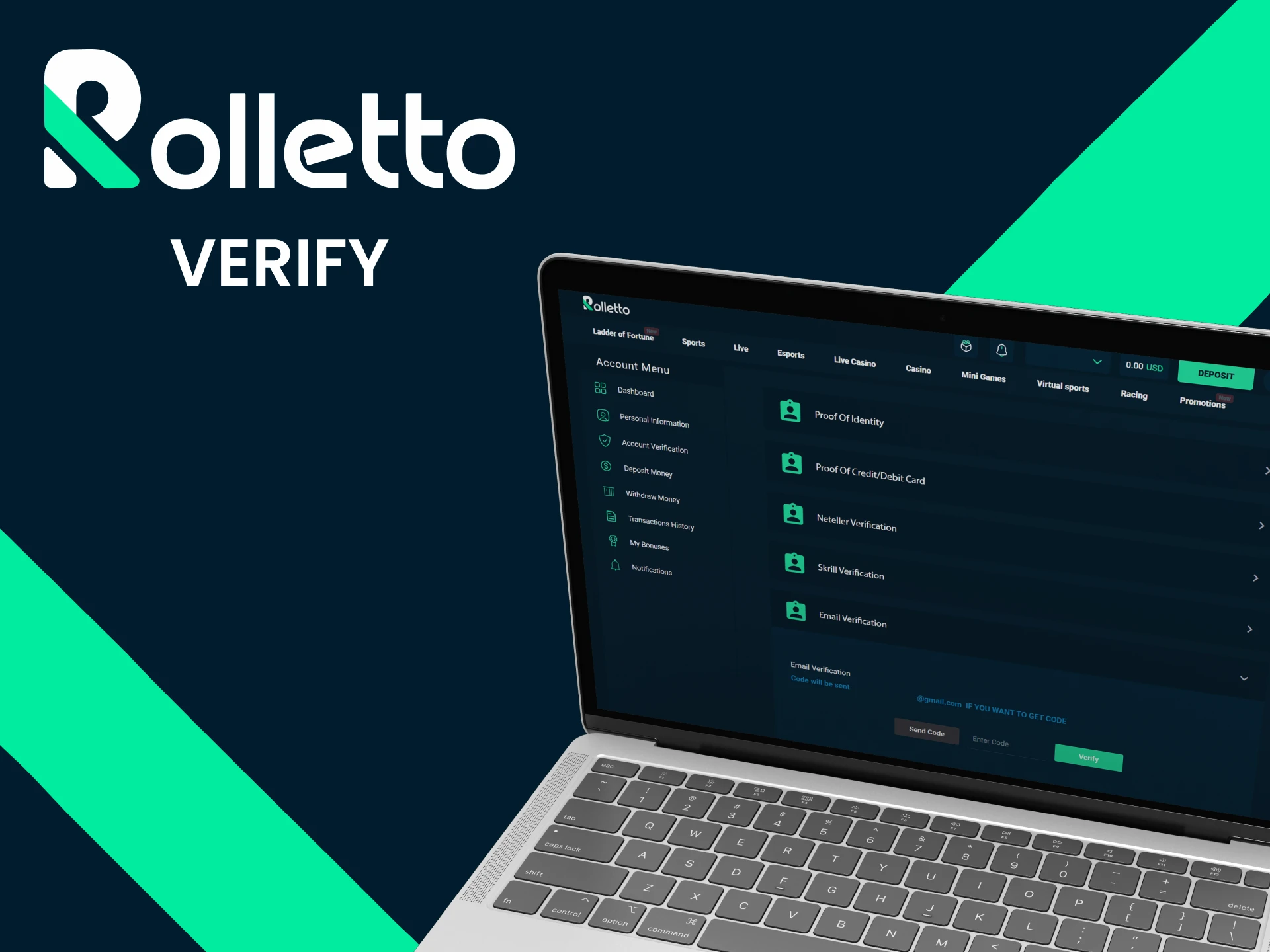 Verify your email on Rolletto and secure your account.