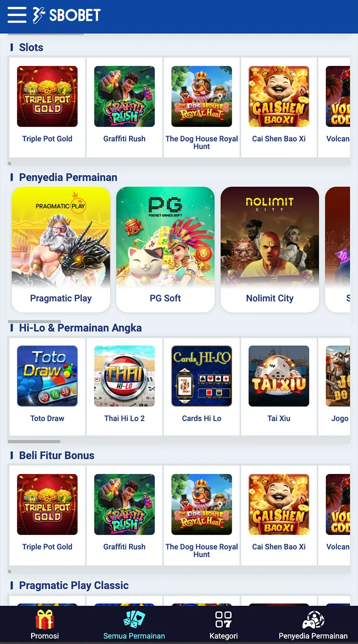 Sbobet casino page play and win with top games.
