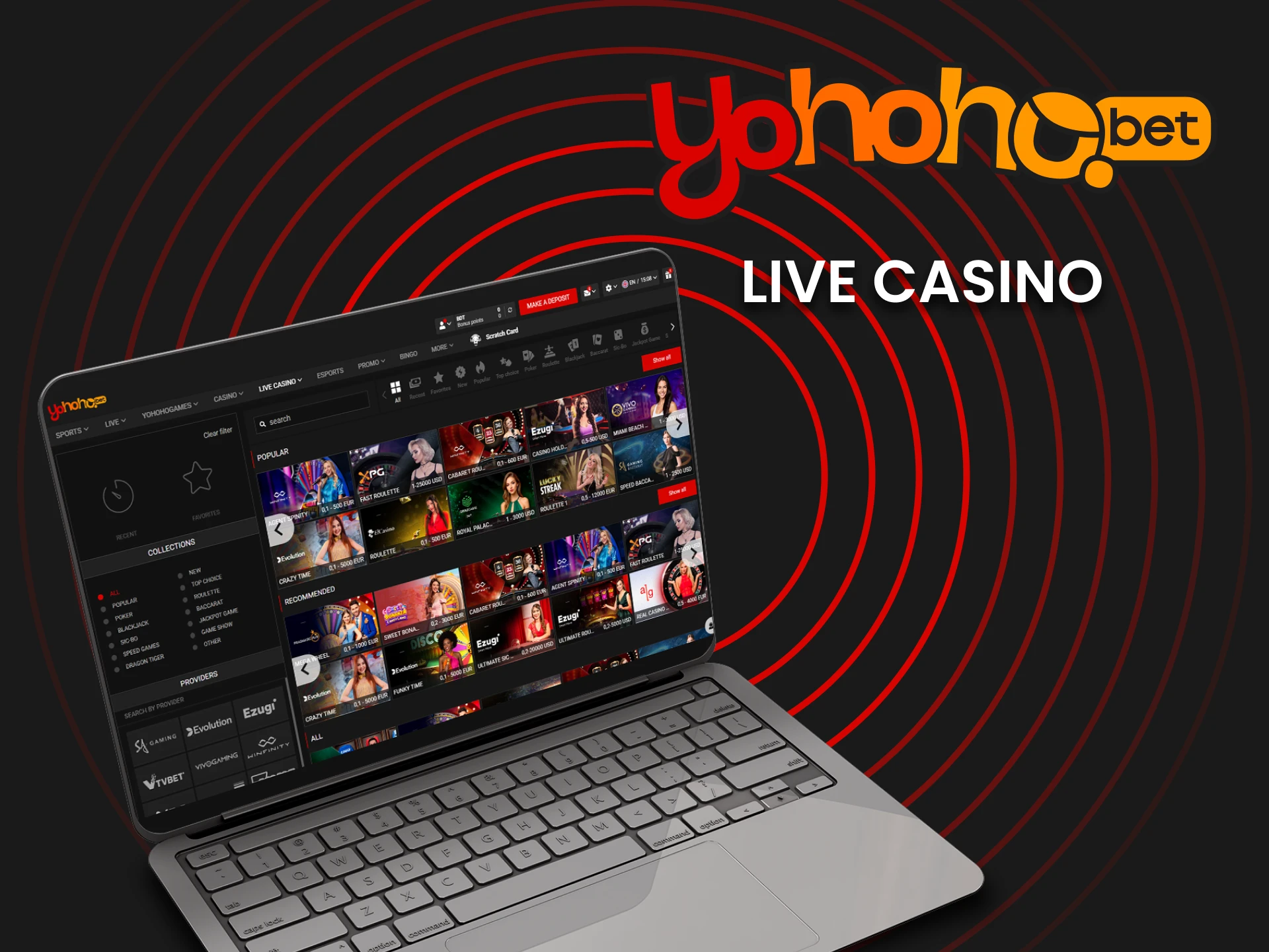 Yohoho Bet live casino games experience real excitement.