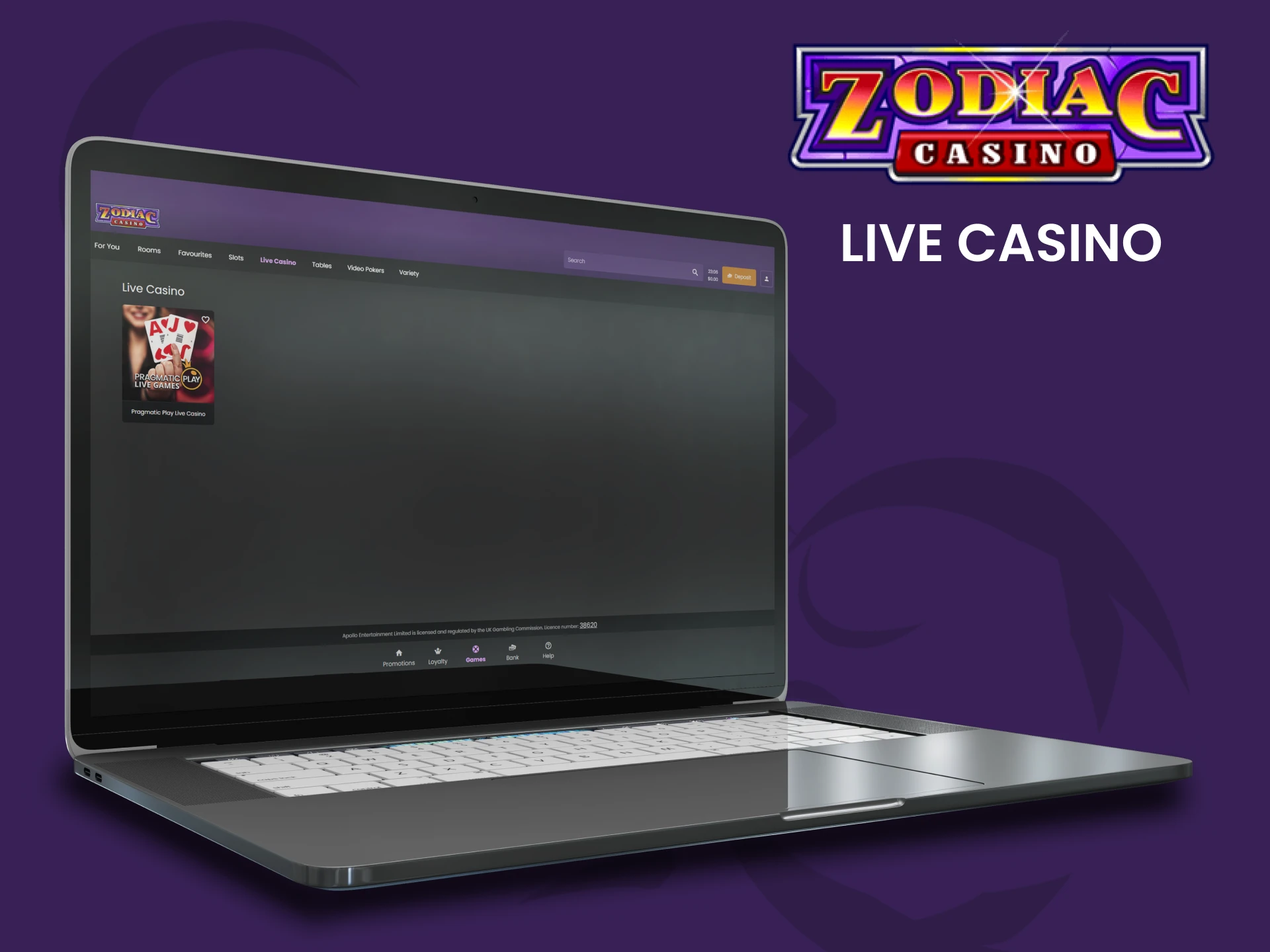 Enjoy thrilling live casino games at Zodiac.