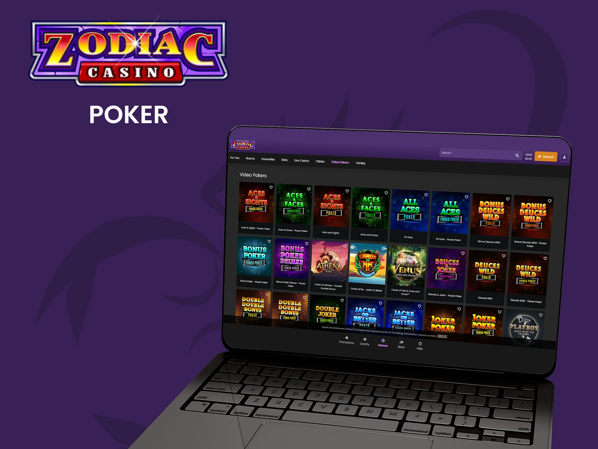 Join Zodiac poker room for a real challenge and massive wins.