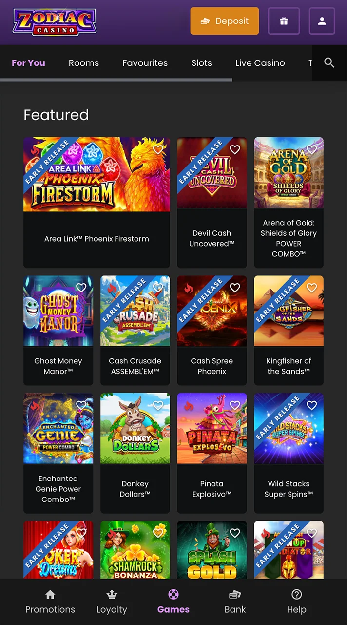 Zodiac casino page play thrilling games and hit the jackpot.