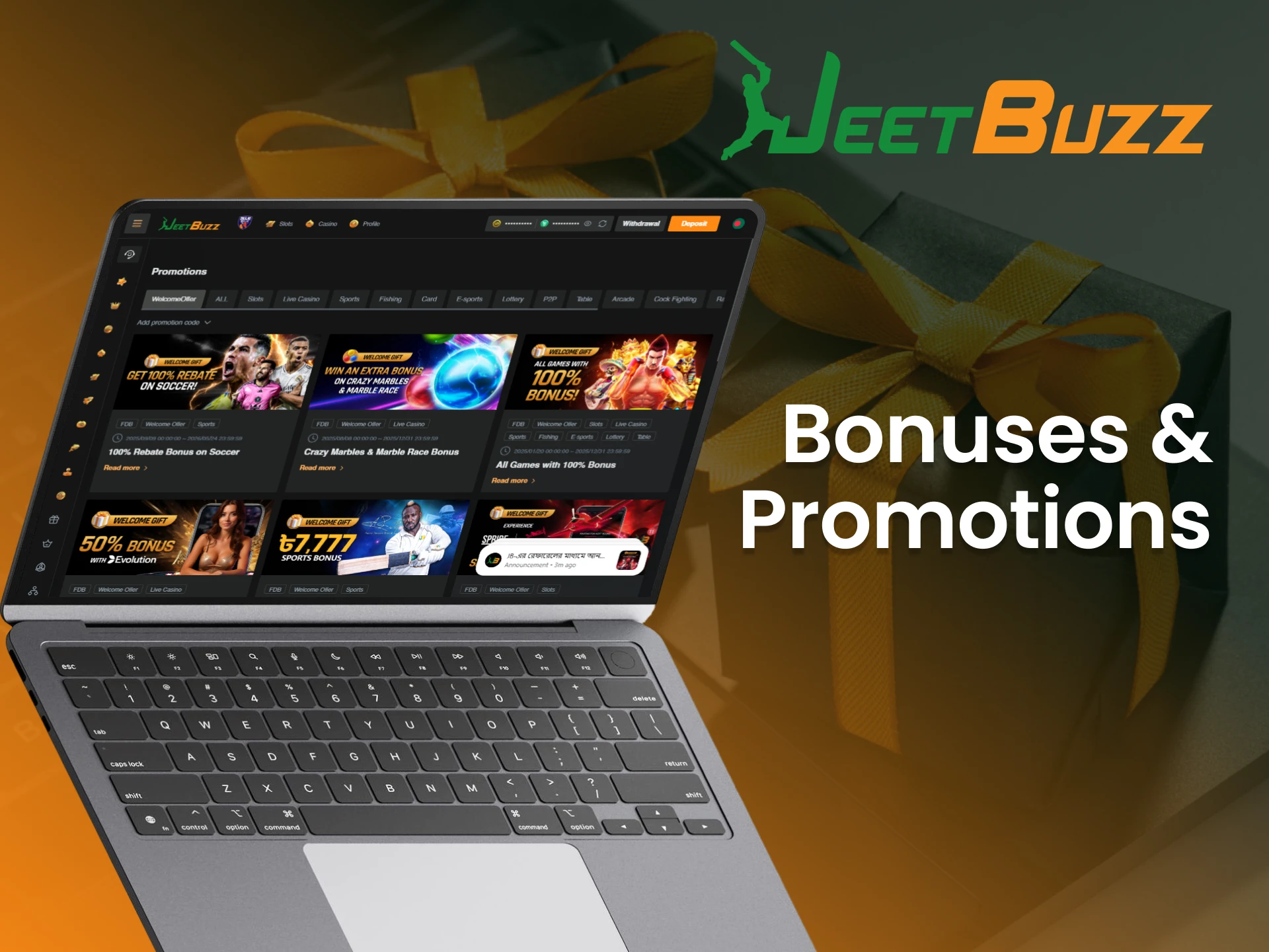 Claim the latest bonuses and promotions to boost your funds on JeetBuzz now.