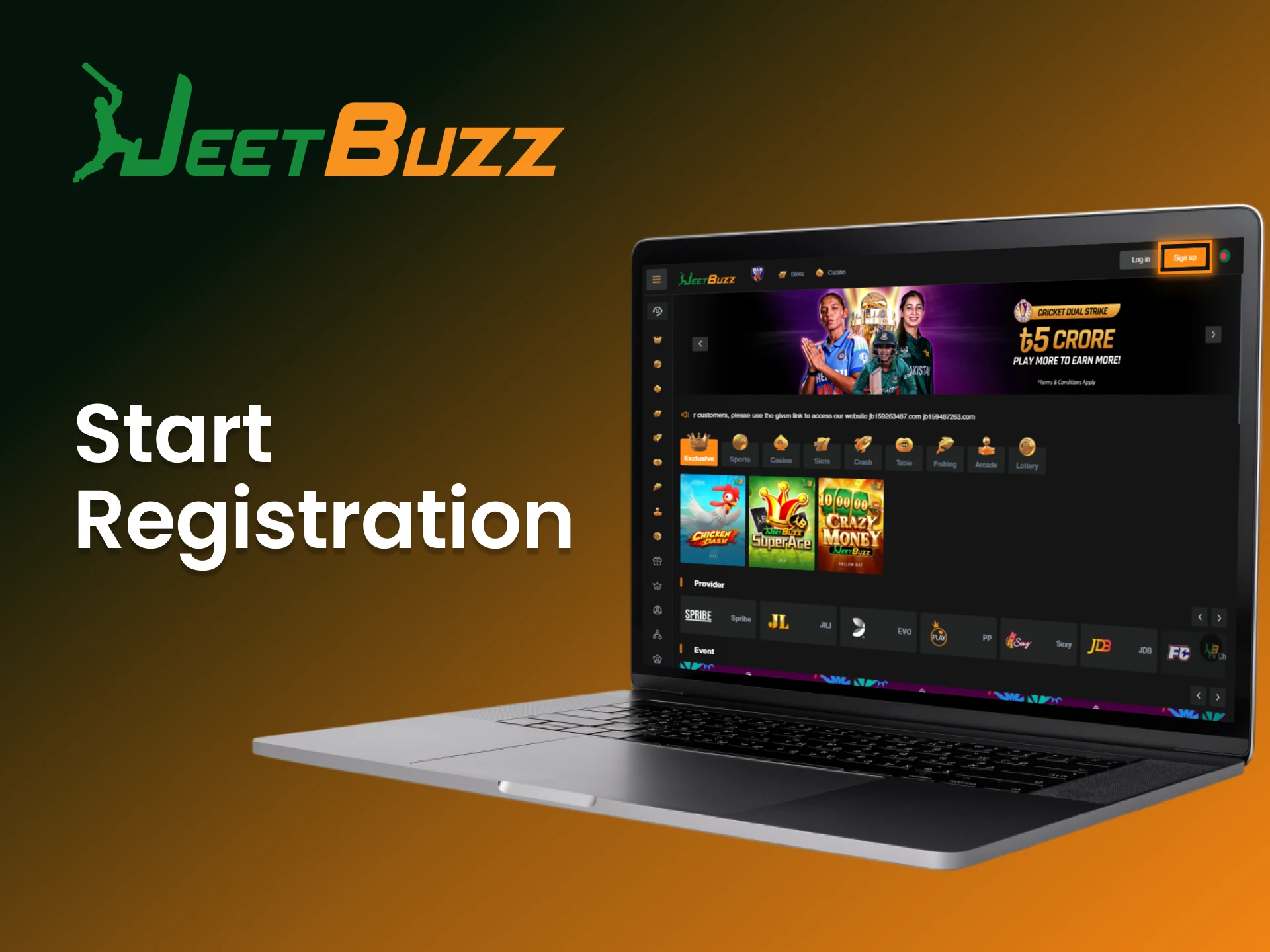 Find the registration button on the JeetBuzz website to begin signing up now.