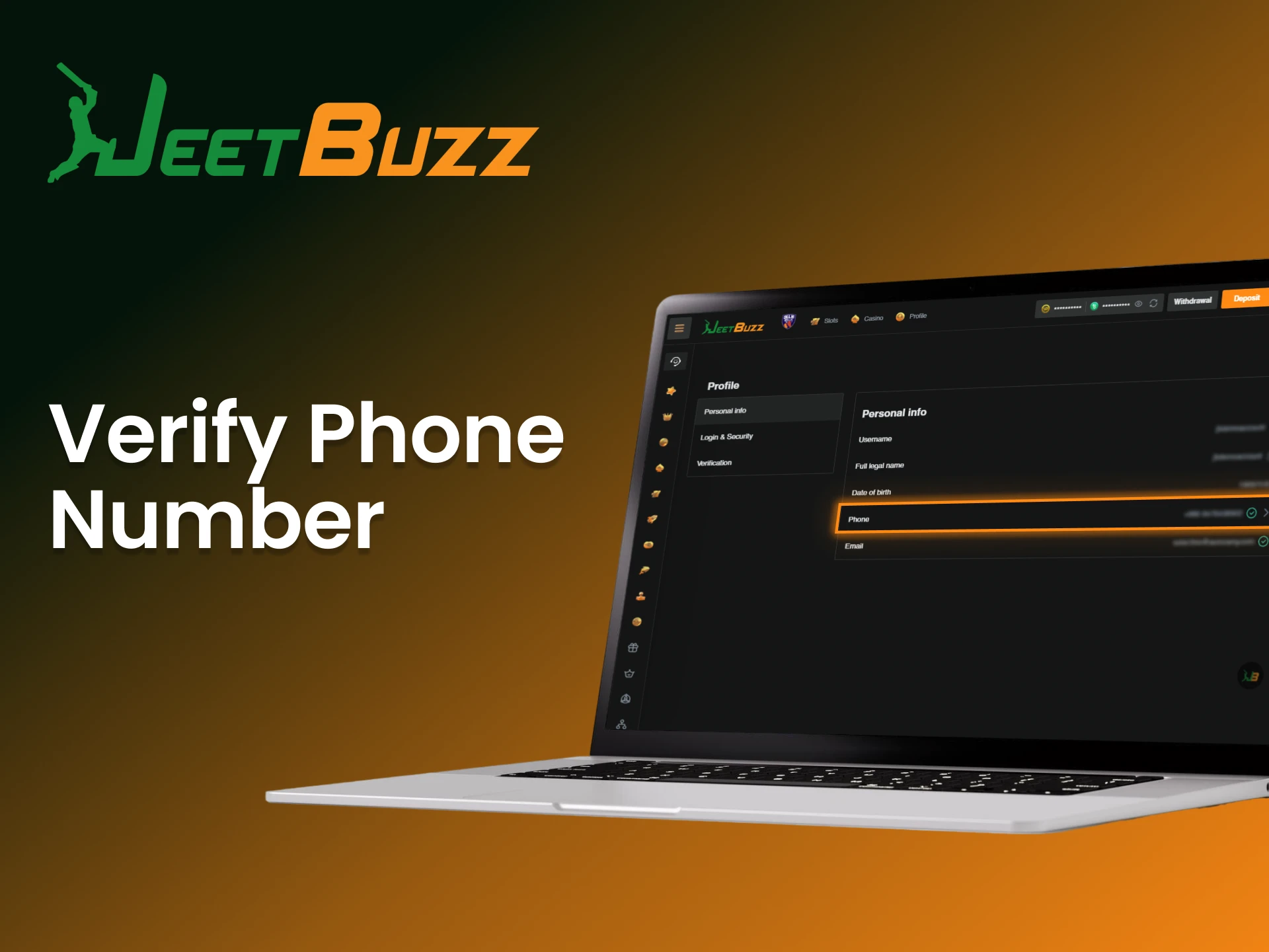 Verify phone number to secure your JeetBuzz account.